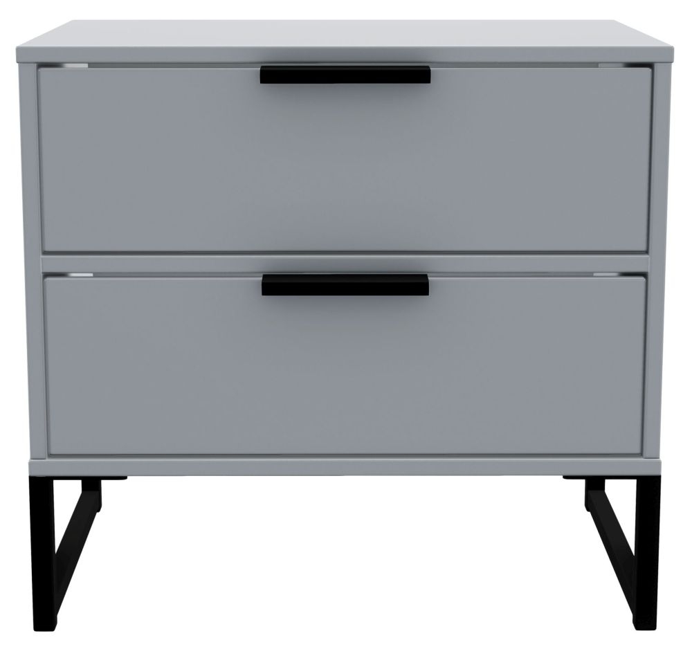 Diego Grey 2 Drawer Bedside Cabinet
