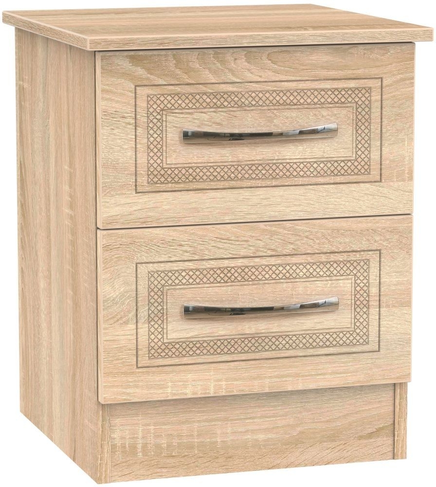 Dorset Oak Effect 2 Drawer Bedside Cabinet