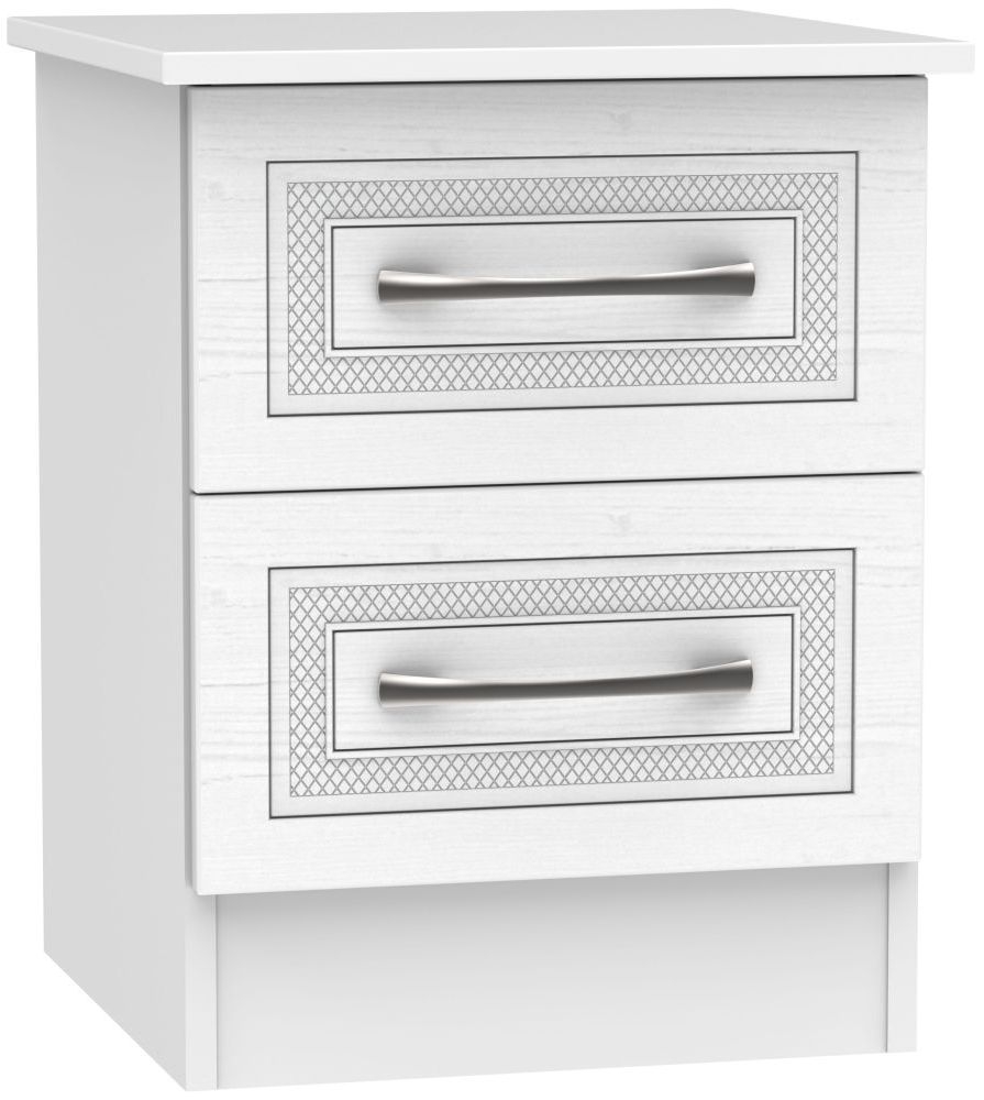 Dorset White 2 Drawer Bedside Cabinet