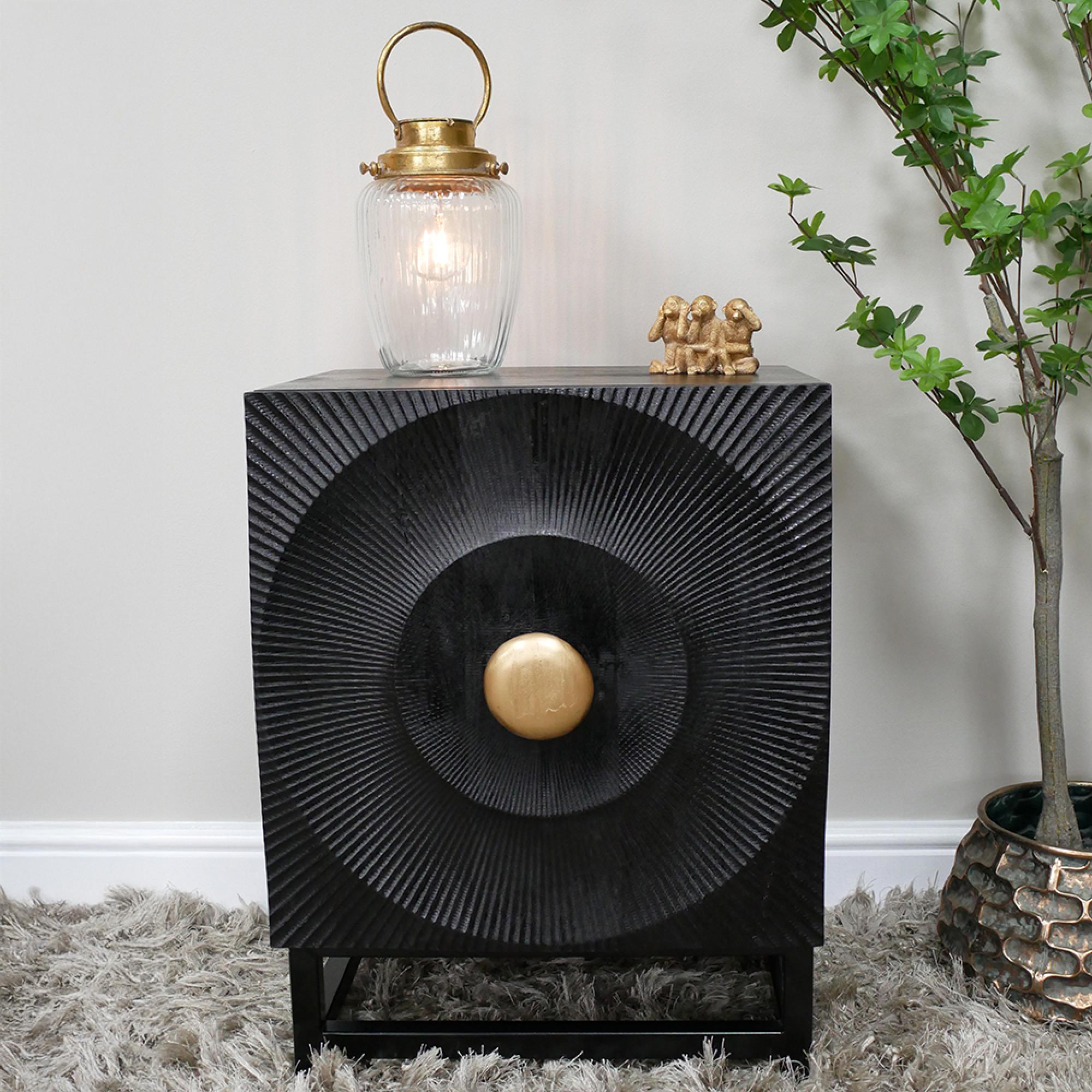 Bedside Cabinet - 1 Door - Black Mango Wood