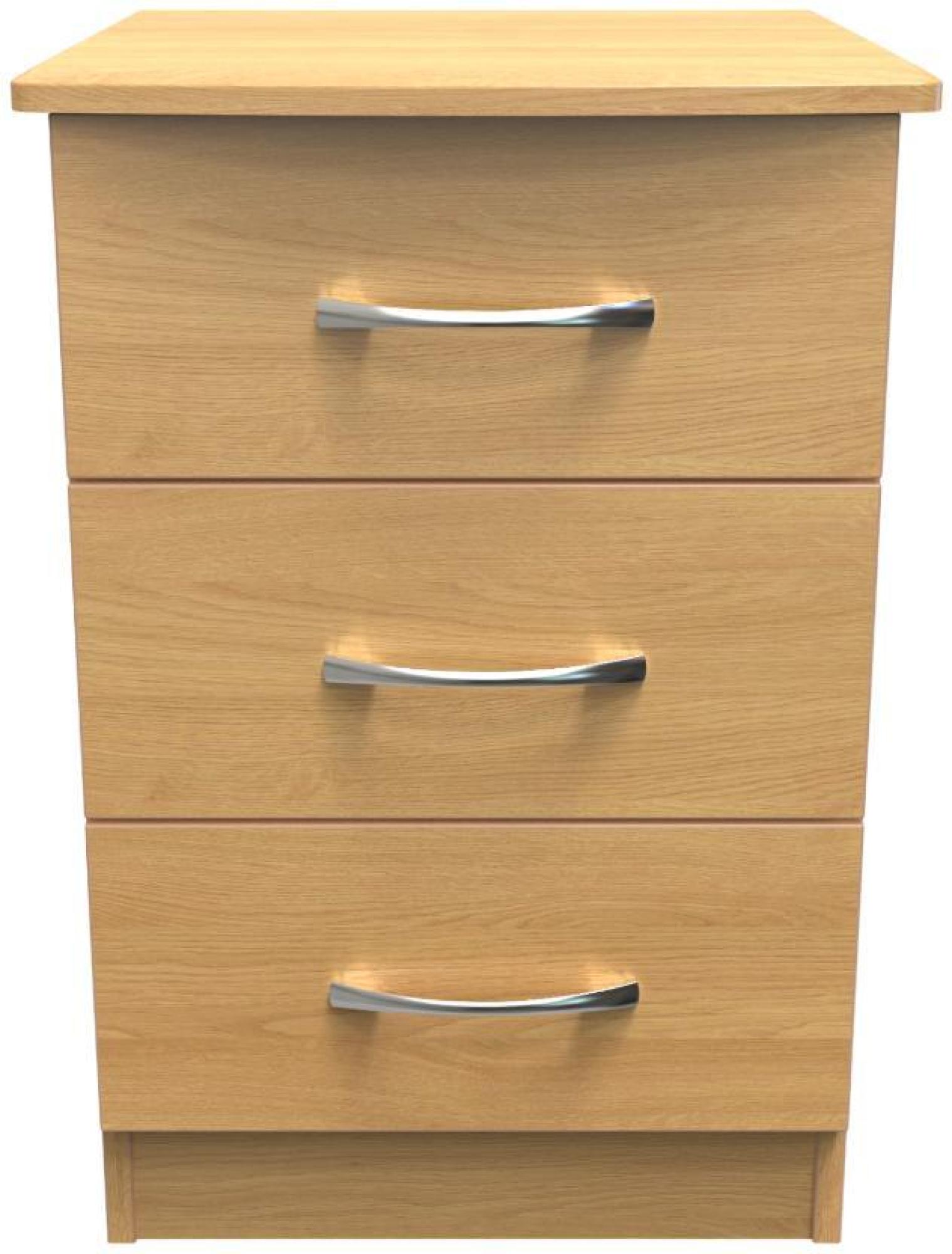 Eve Oak Effect 3 Drawer Bedside Cabinet