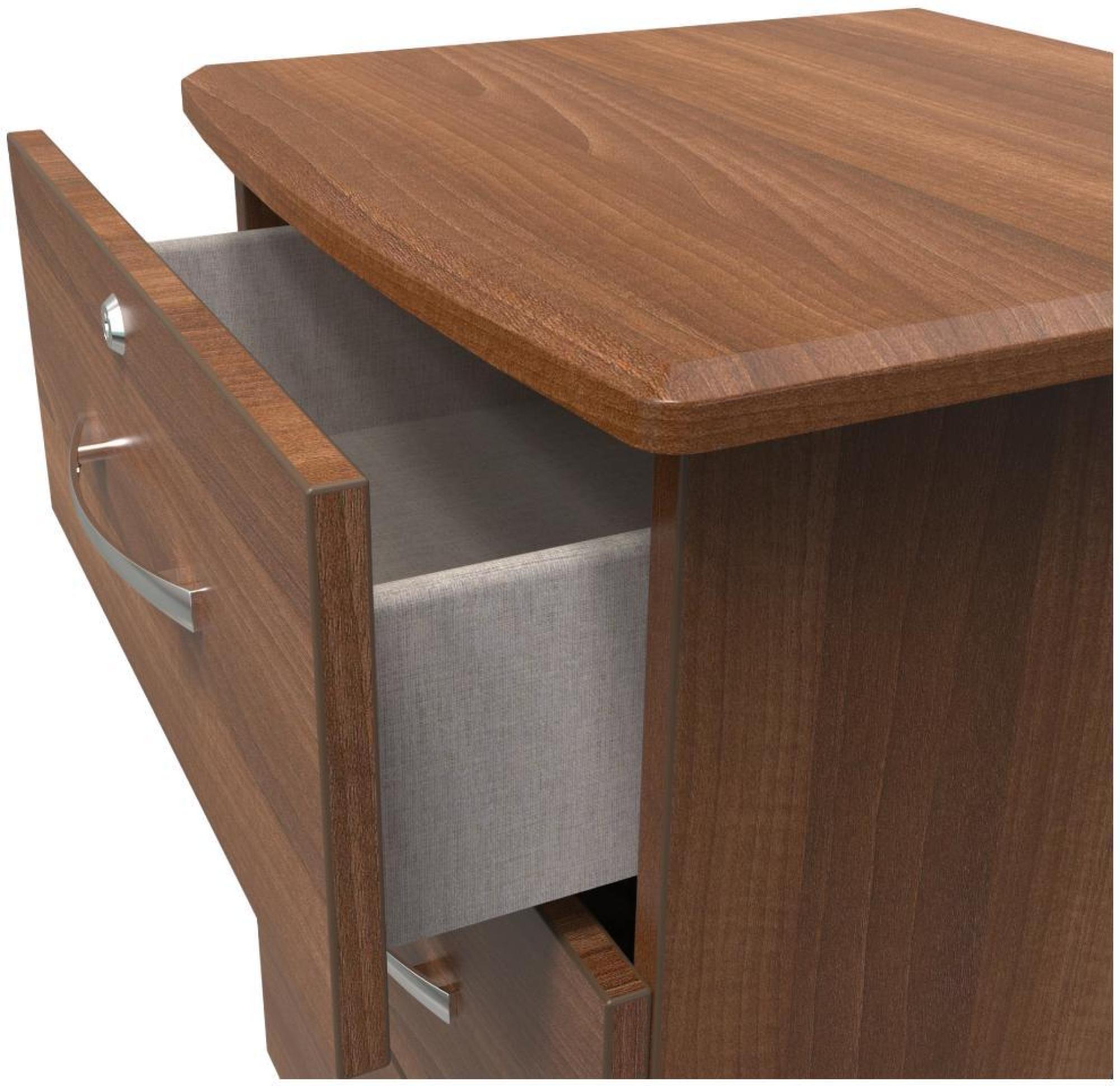 Eve Bedside Cabinet - 3 Drawer with Lock - Walnut