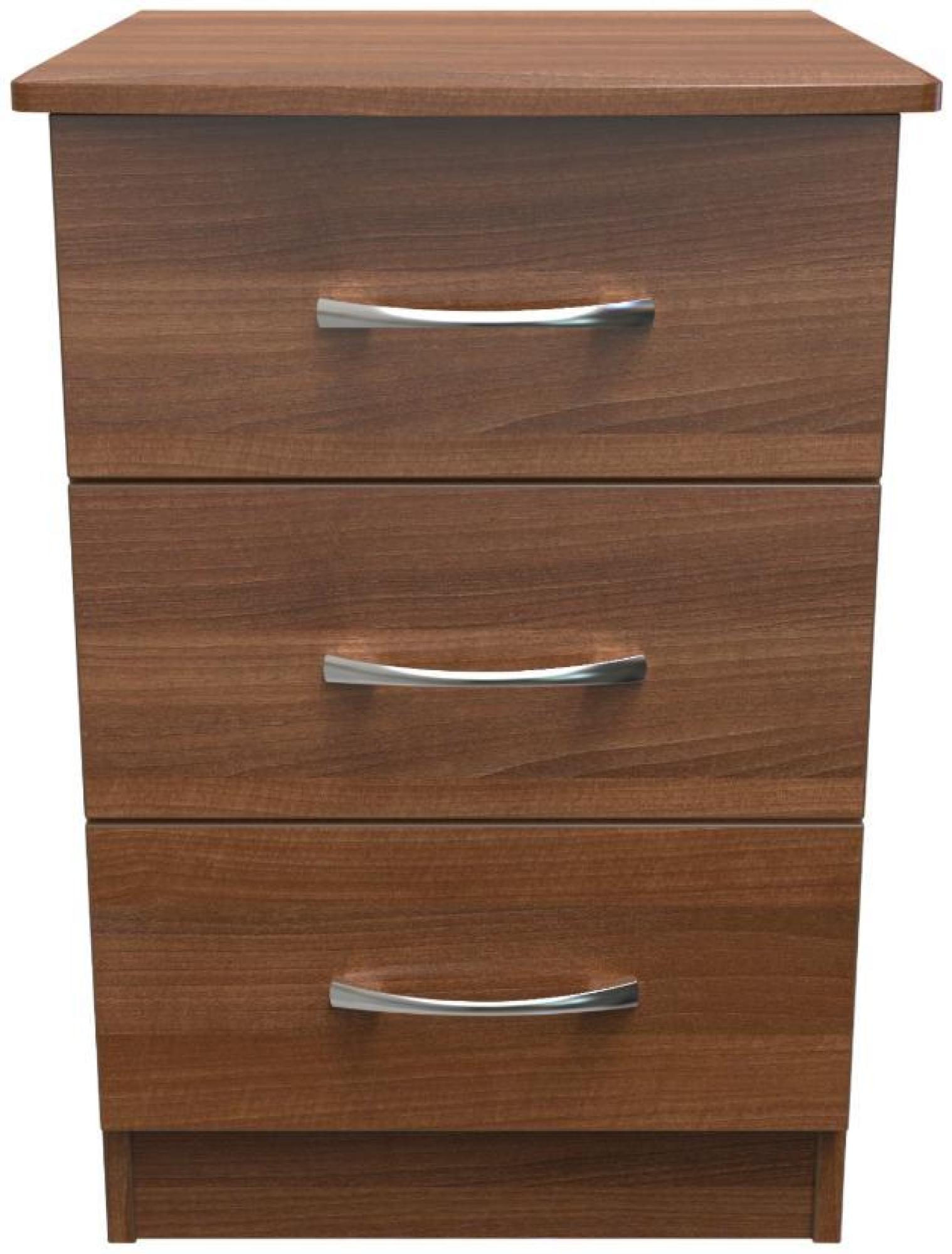 Eve Walnut Effect 3 Drawer Bedside Cabinet