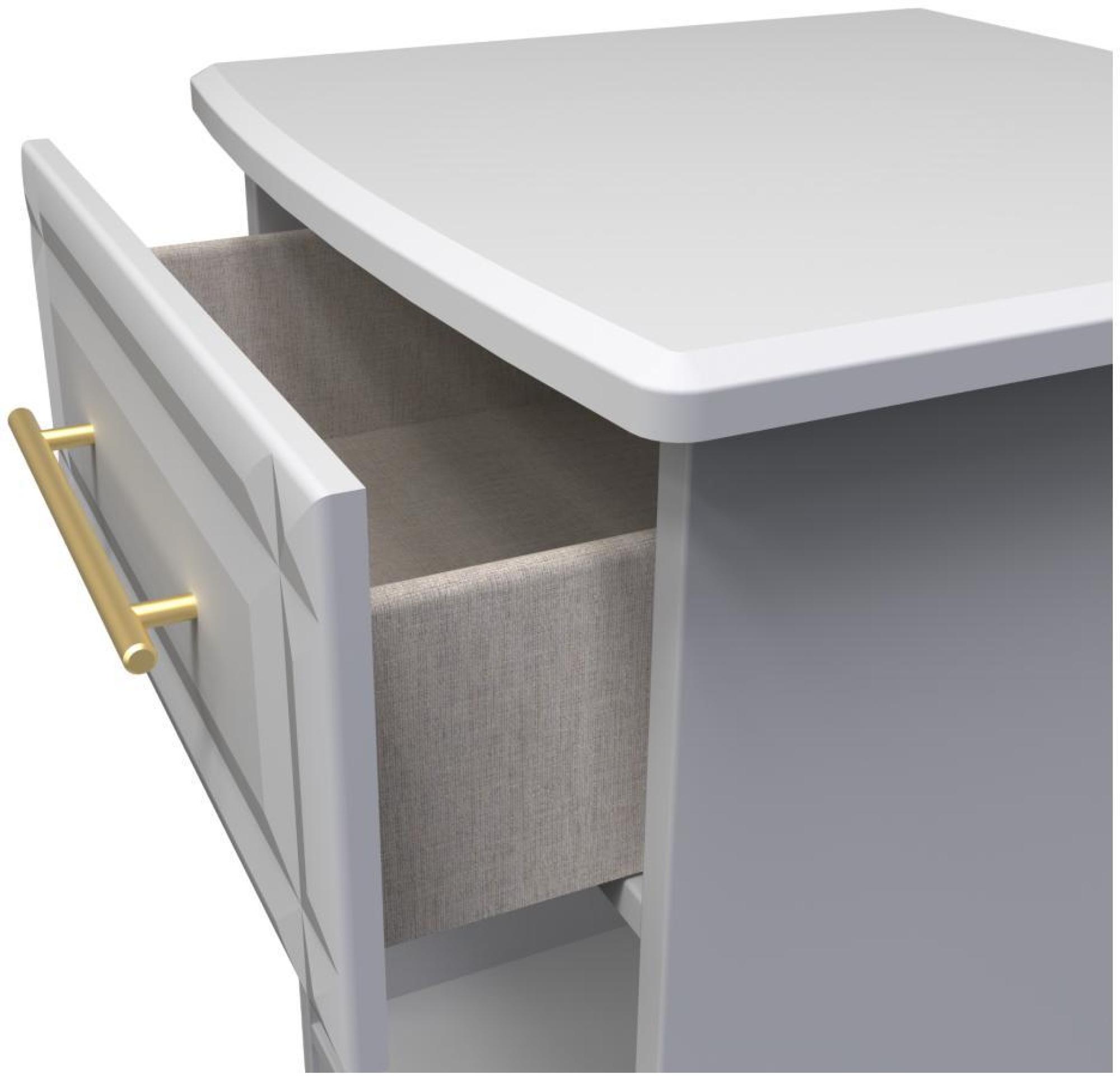 Faye Bedside Cabinet - 1 Drawer - Grey