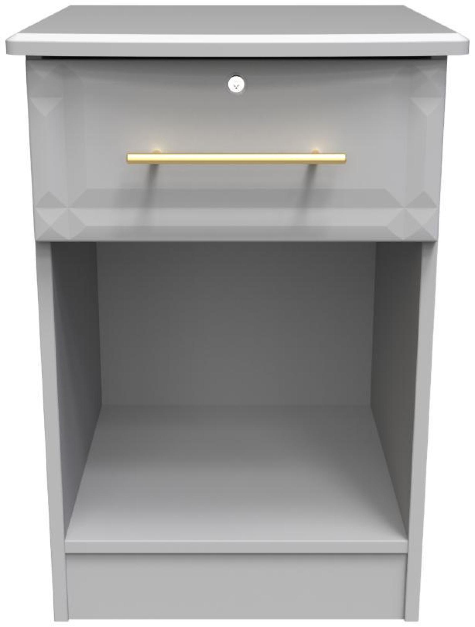 Faye Grey 1 Drawer Bedside Cabinet with Lock