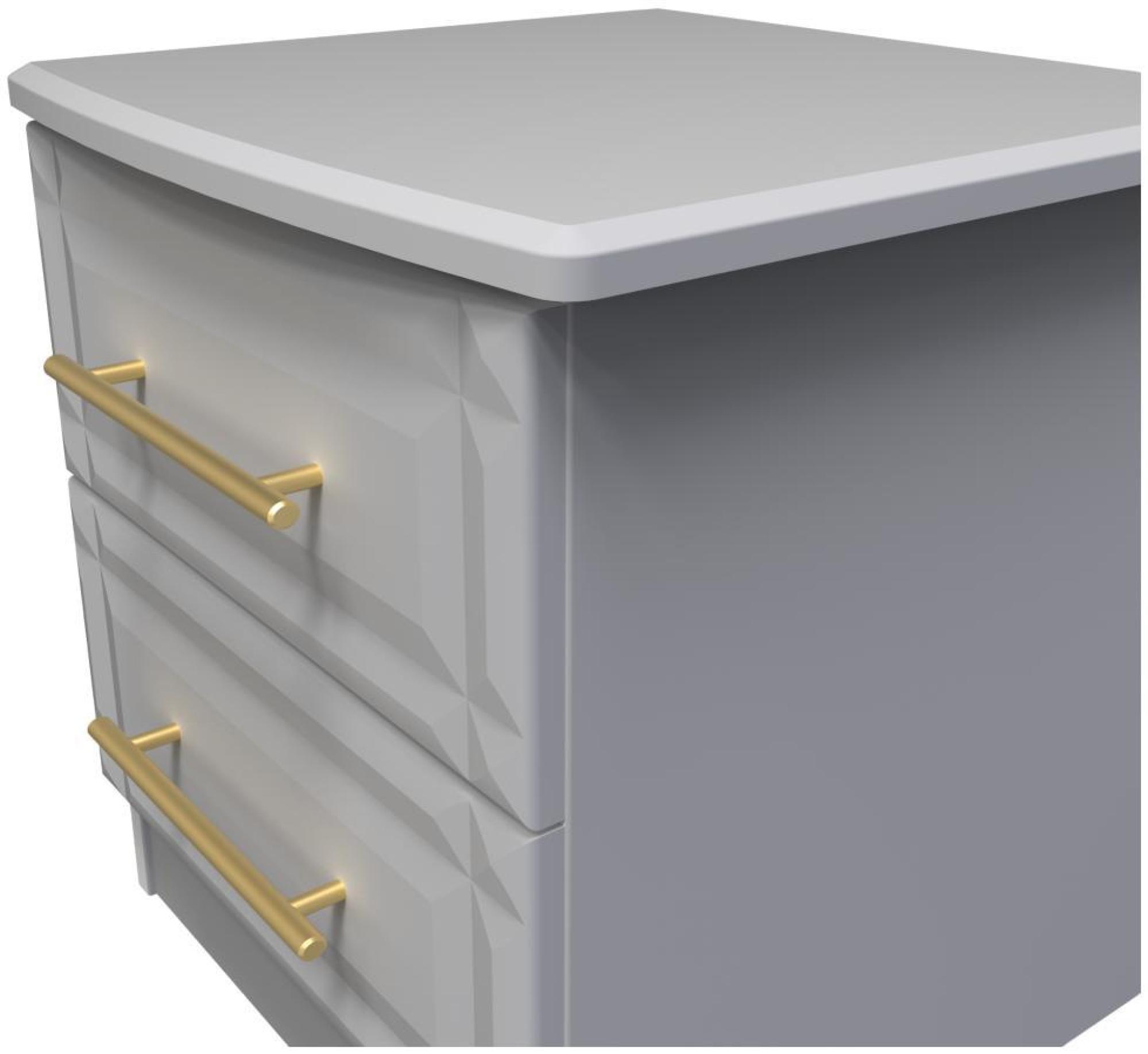Faye Bedside Cabinet - 2 Drawer - Grey