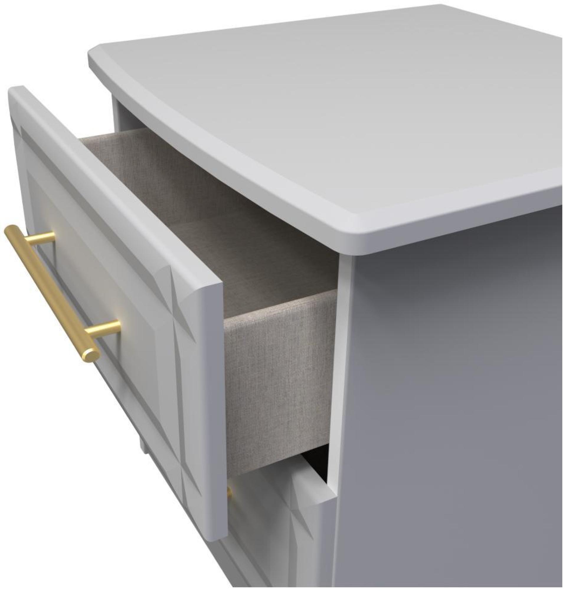 Faye Bedside Cabinet - 2 Drawer - Grey