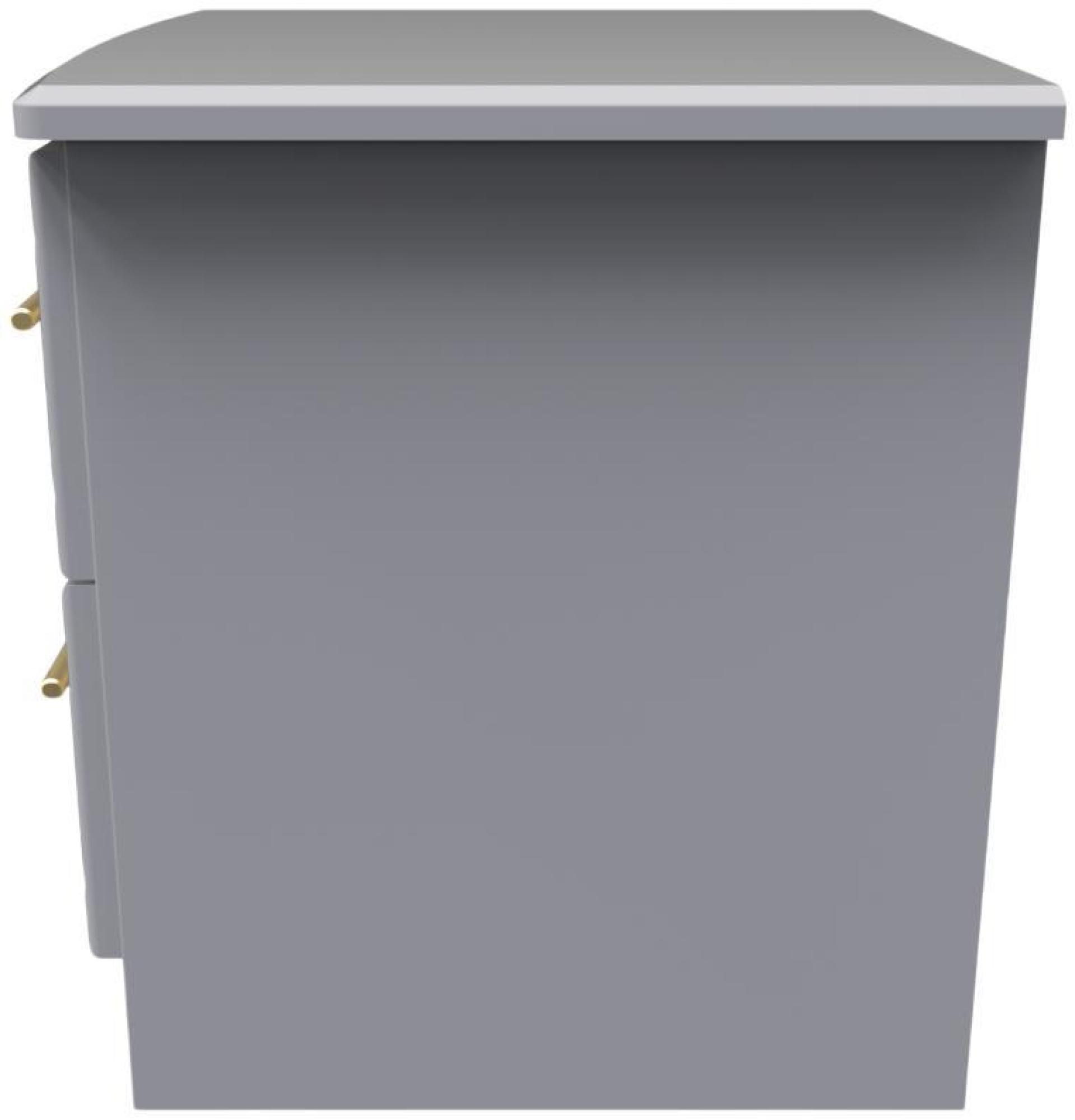 Faye Bedside Cabinet - 2 Drawer with Lock - Grey