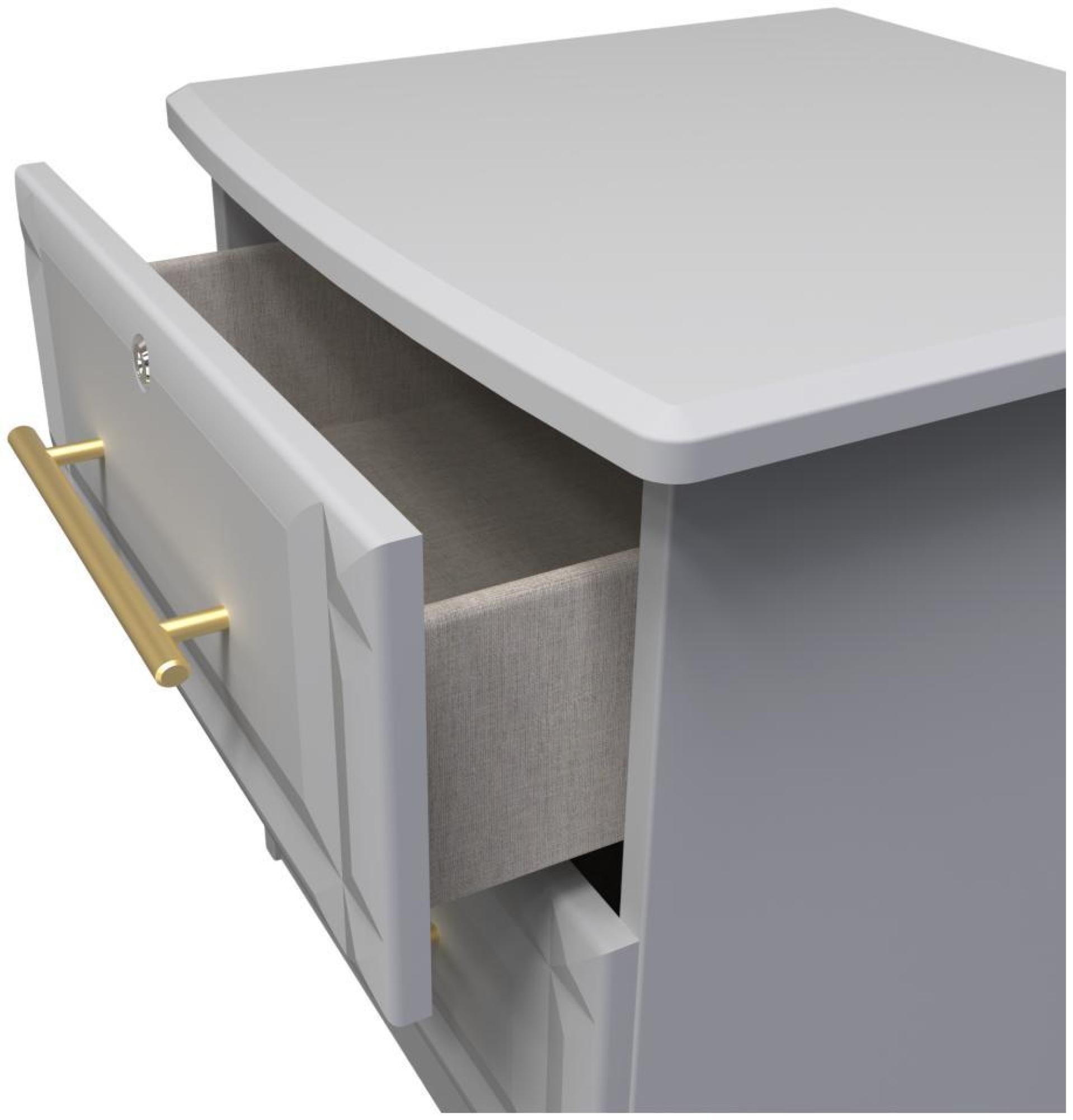 Faye Bedside Cabinet - 2 Drawer with Lock - Grey
