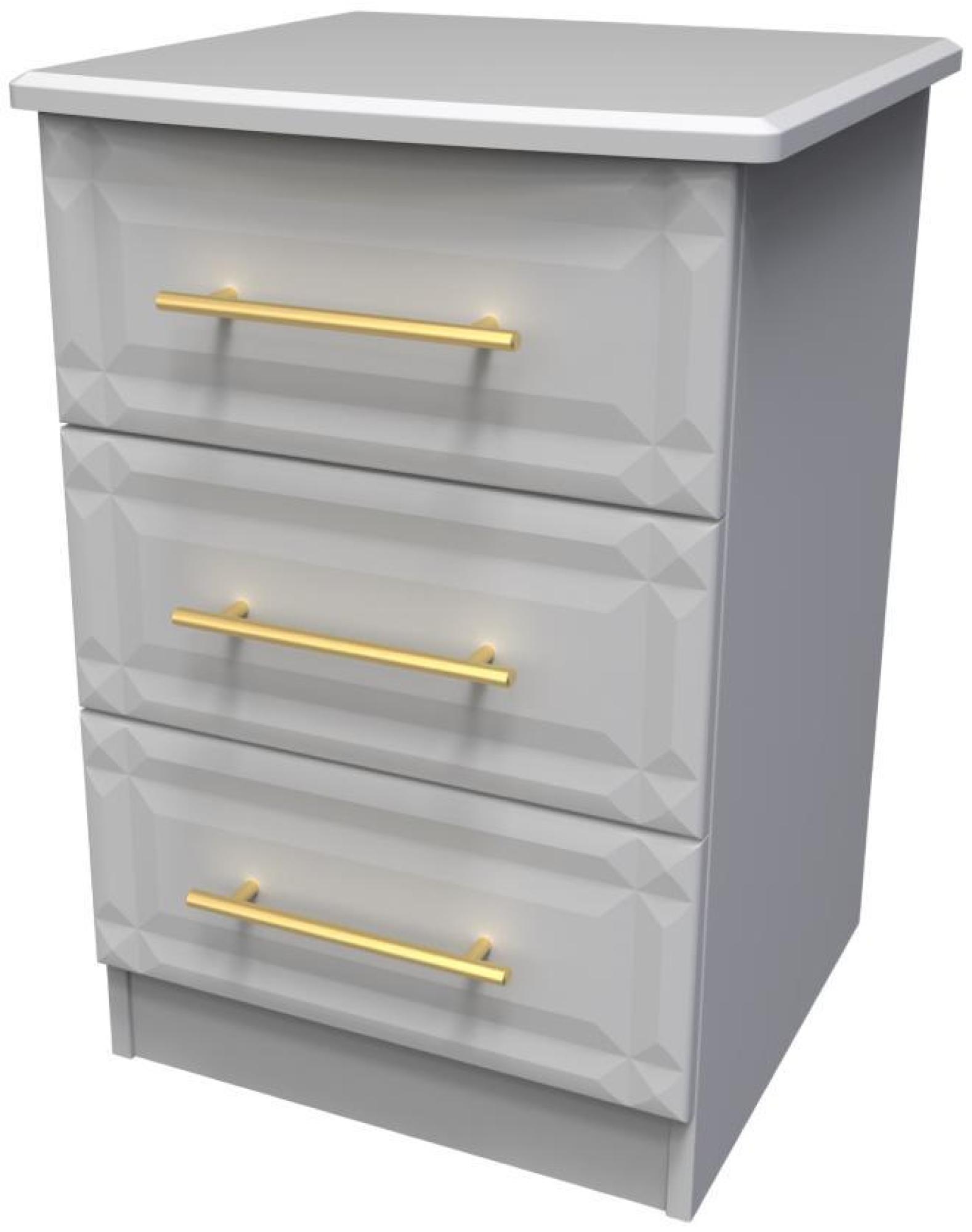 Faye Bedside Cabinet - 3 Drawer - Grey