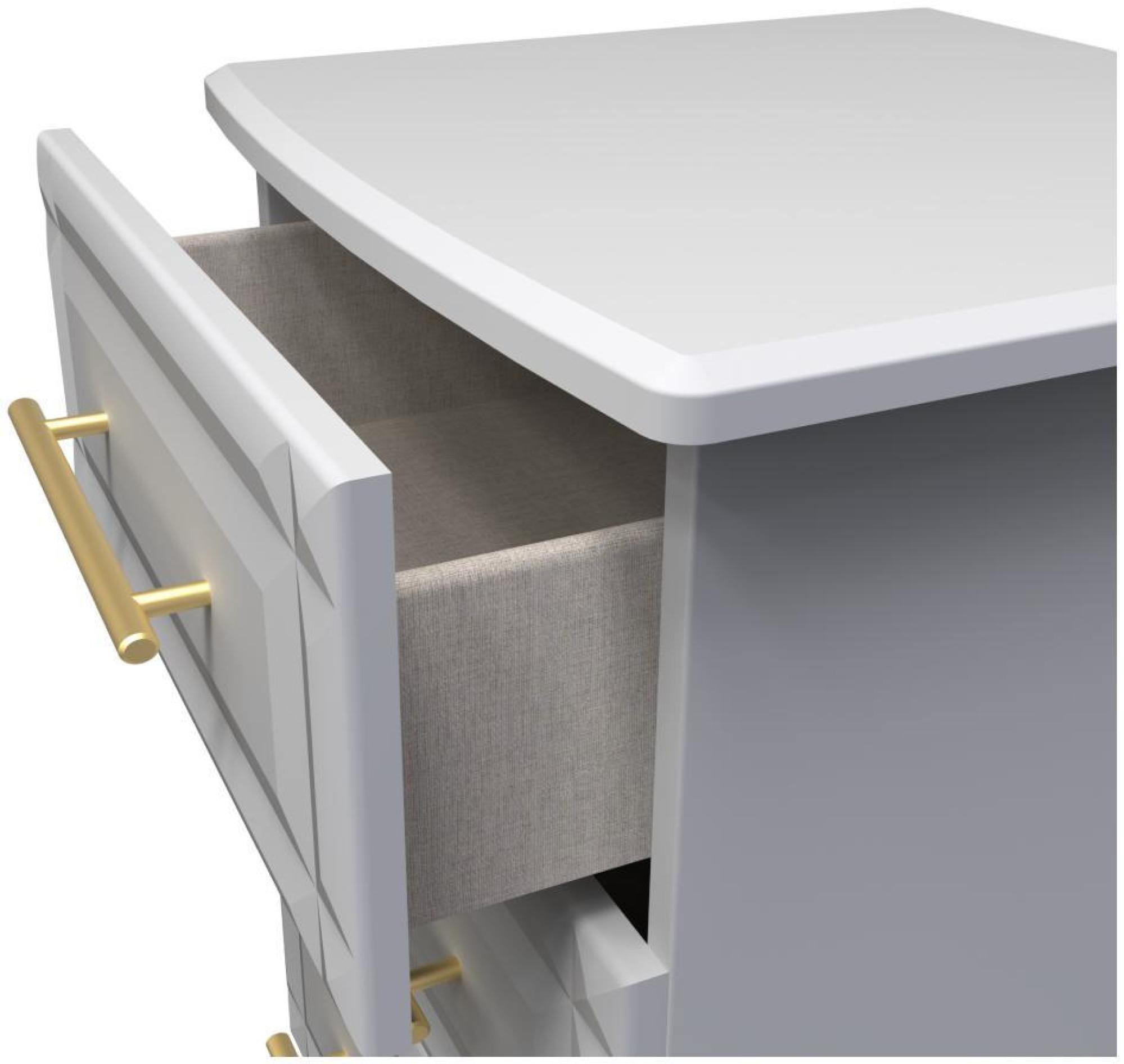 Faye Bedside Cabinet - 3 Drawer - Grey