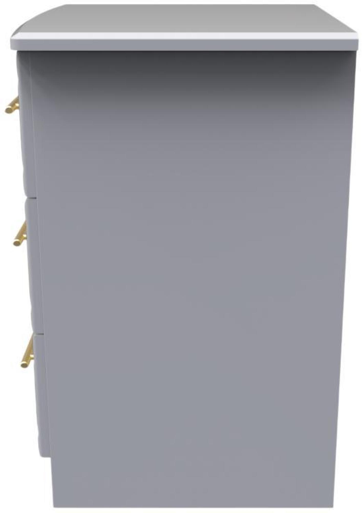Faye Bedside Cabinet - 3 Drawer with Lock - Grey