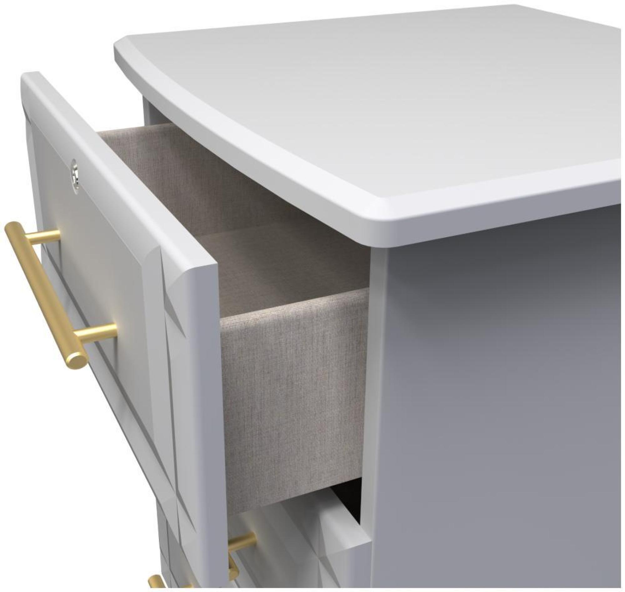 Faye Bedside Cabinet - 3 Drawer with Lock - Grey