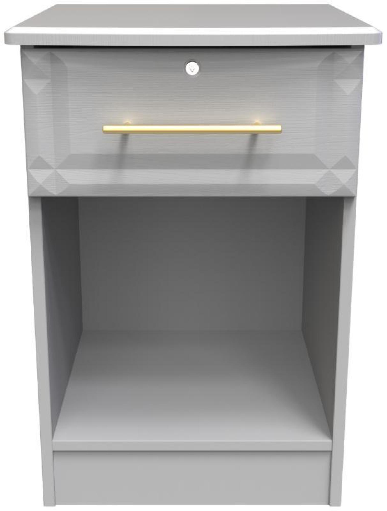 Faye Grey Ash 1 Drawer Bedside Cabinet with Lock