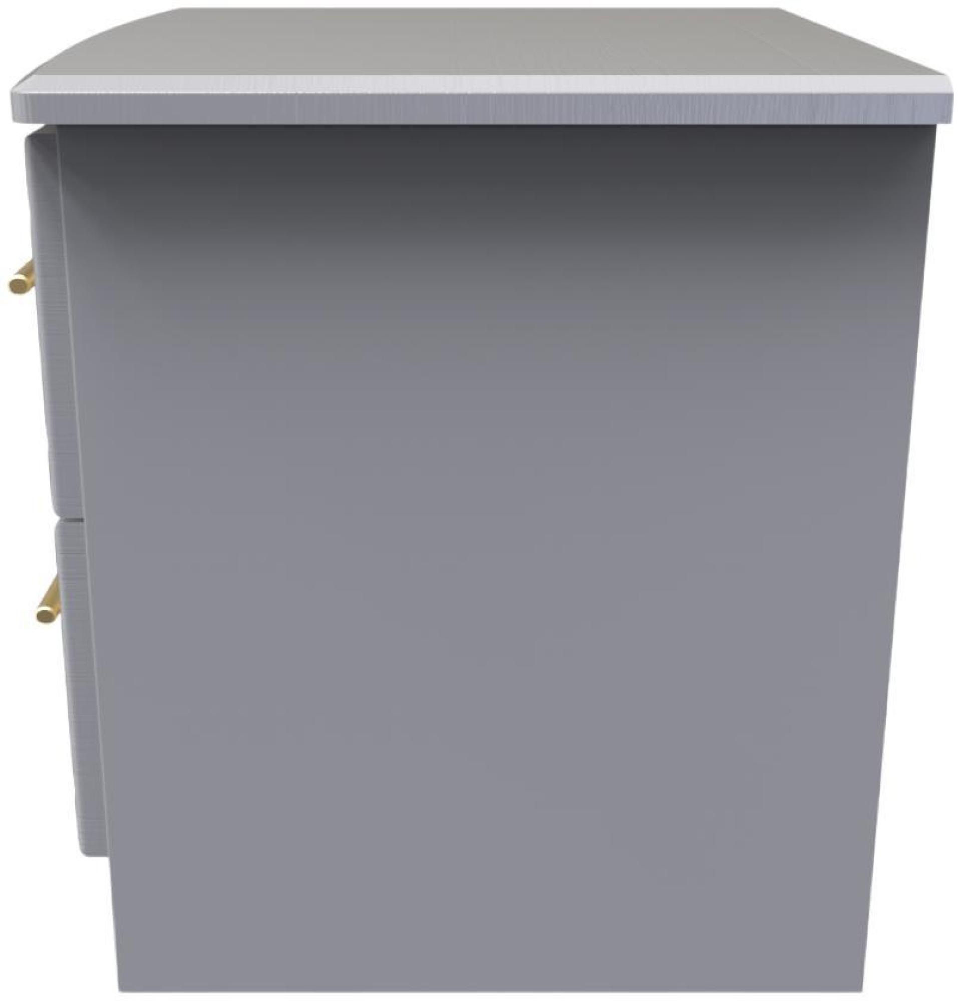 Faye Bedside Cabinet - 2 Drawer with Lock - Grey Ash