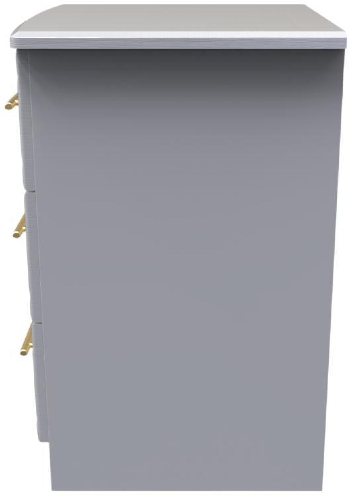 Faye Bedside Cabinet - 3 Drawer - Grey Ash