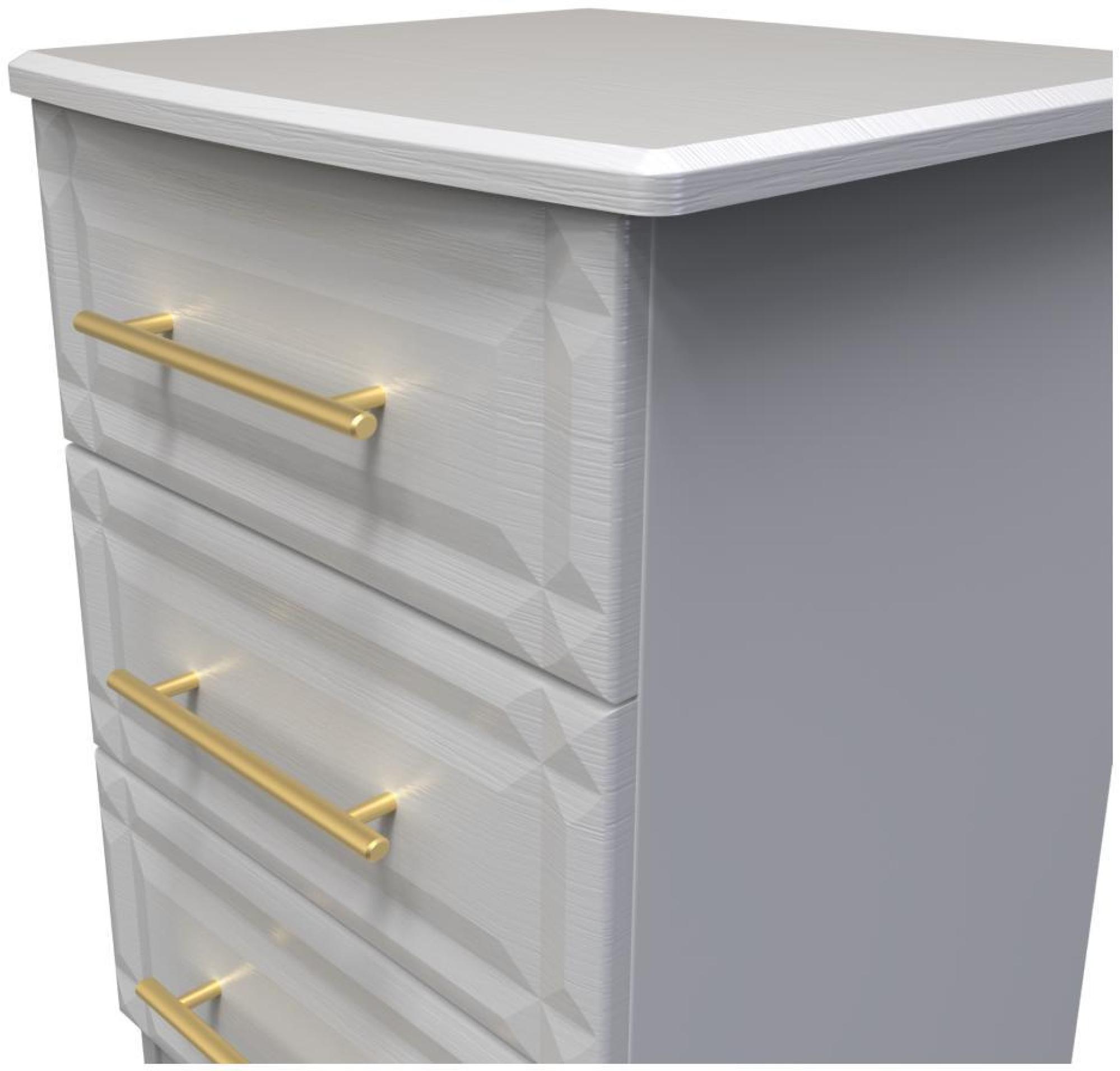 Faye Bedside Cabinet - 3 Drawer - Grey Ash