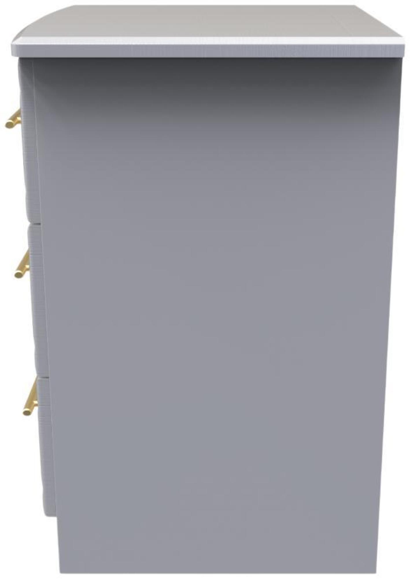 Faye Bedside Cabinet - 3 Drawer with Lock - Grey Ash