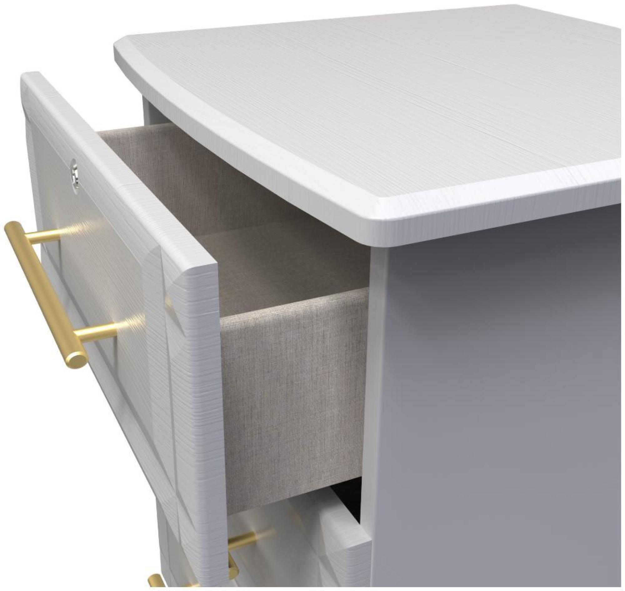 Faye Bedside Cabinet - 3 Drawer with Lock - Grey Ash