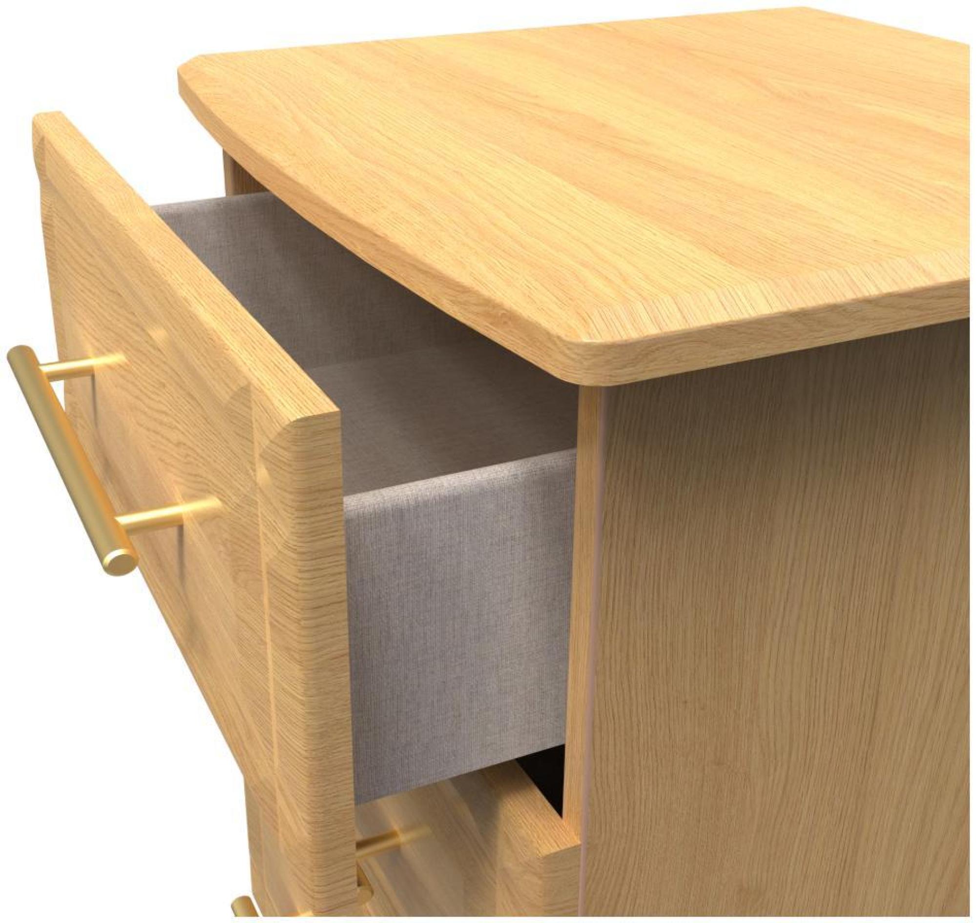 Faye Bedside Cabinet - 3 Drawer - Oak