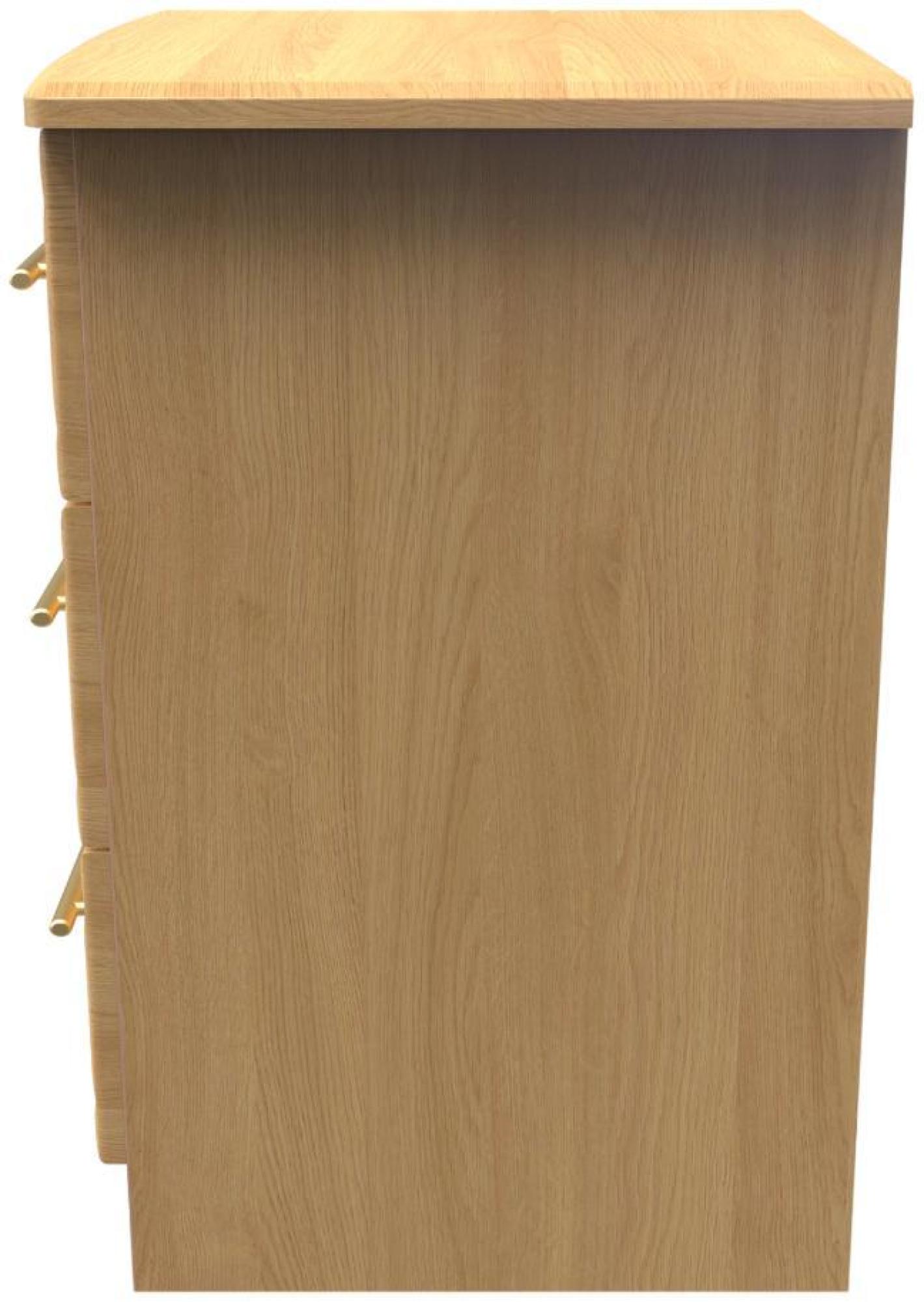 Faye Bedside Cabinet - 3 Drawer with Lock - Oak