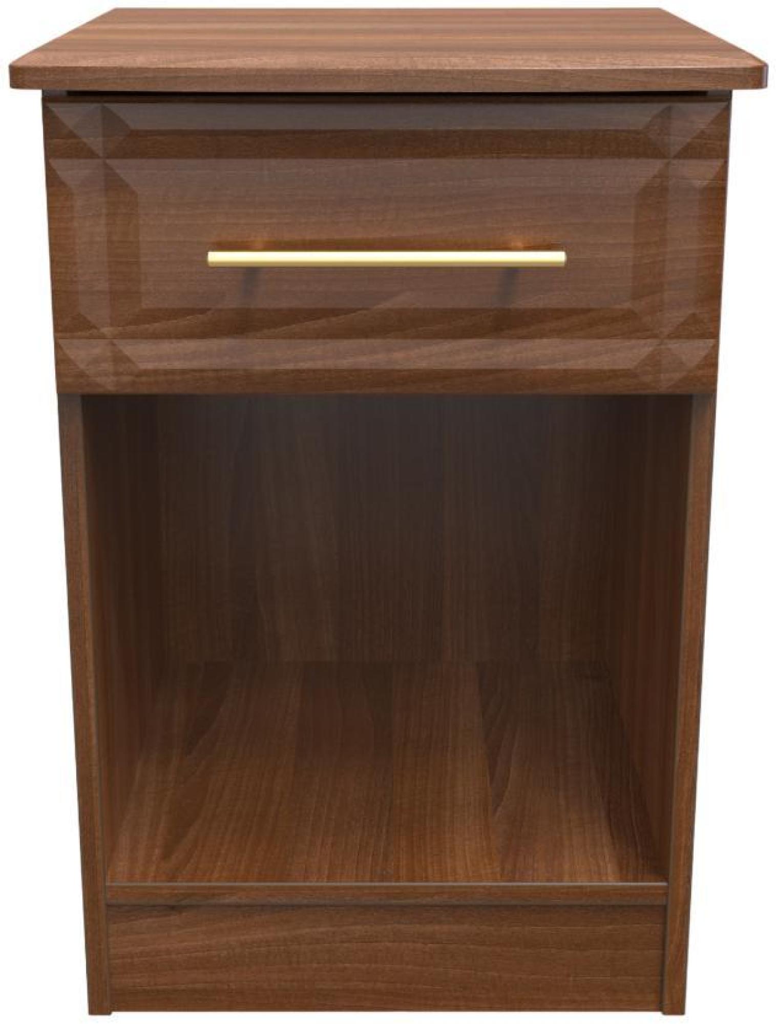 Faye Walnut Effect 1 Drawer Bedside Cabinet
