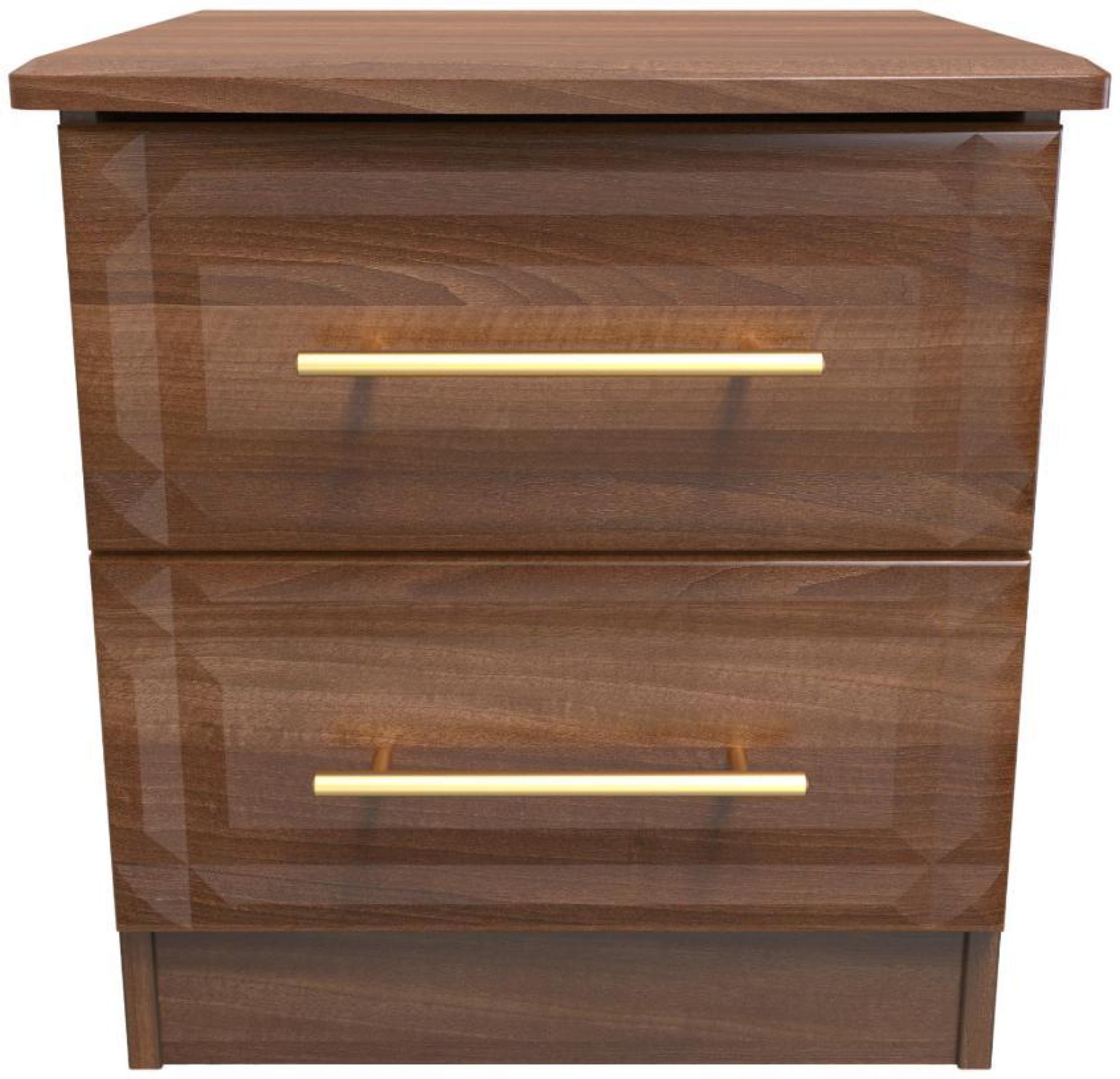 Faye Walnut Effect 2 Drawer Bedside Cabinet