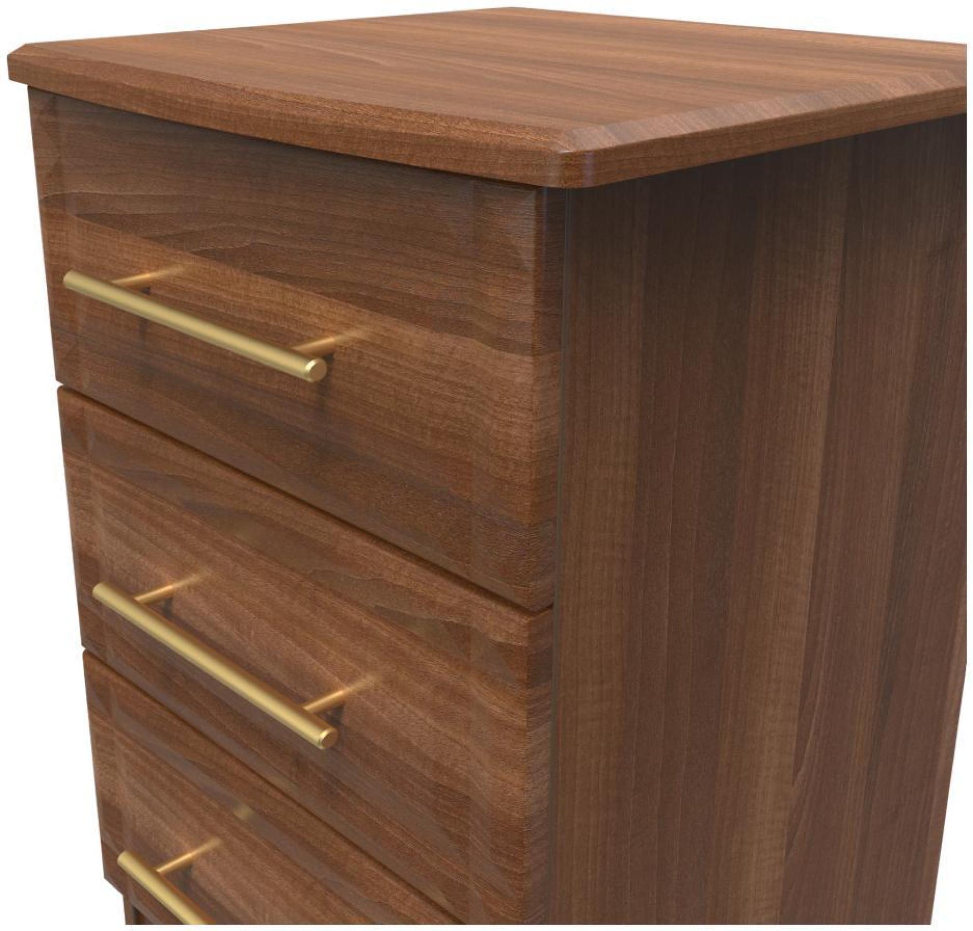 Faye Bedside Cabinet - 3 Drawer - Walnut