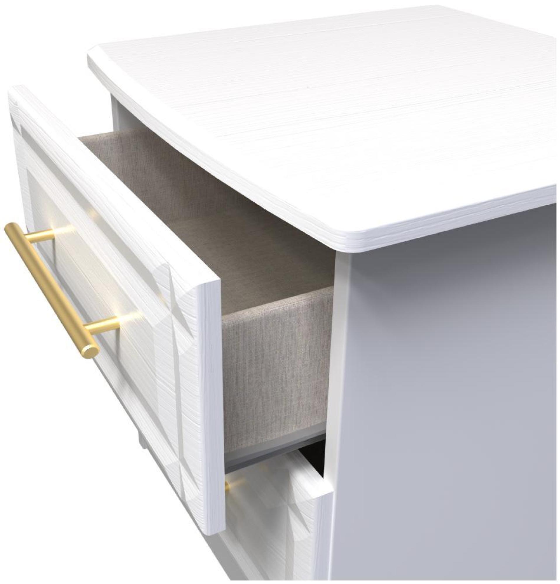 Faye Bedside Cabinet - 2 Drawer - White