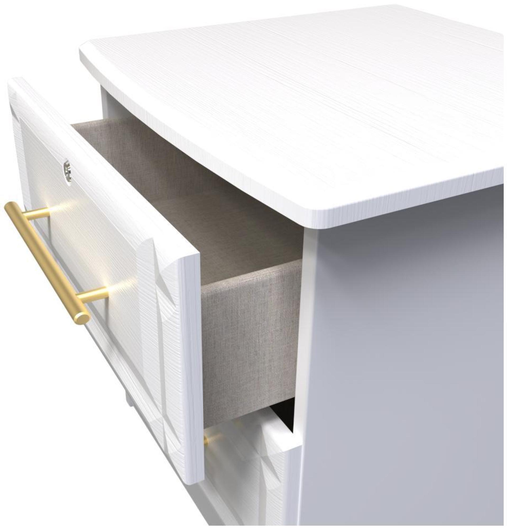 Faye Bedside Cabinet - 2 Drawer with Lock - White