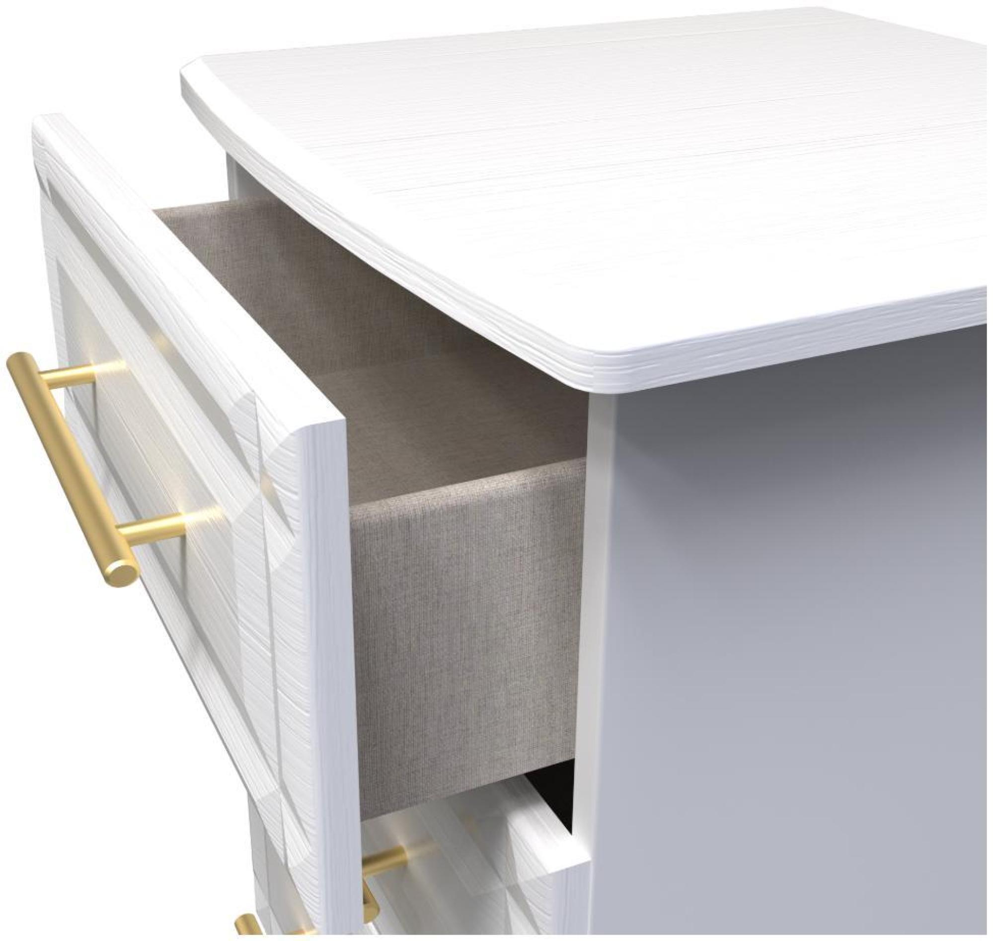 Faye Bedside Cabinet - 3 Drawer - White