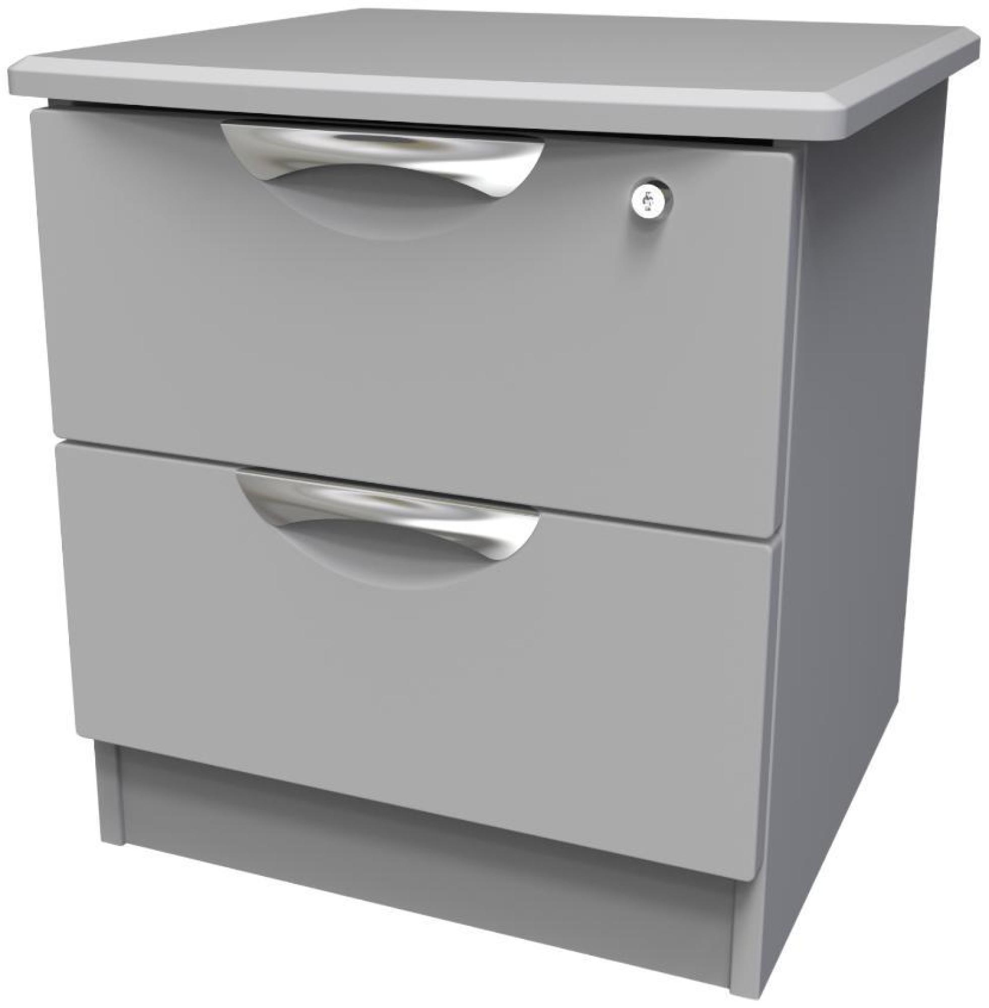 Flora Bedside Cabinet - 2 Drawer with Lock - Grey