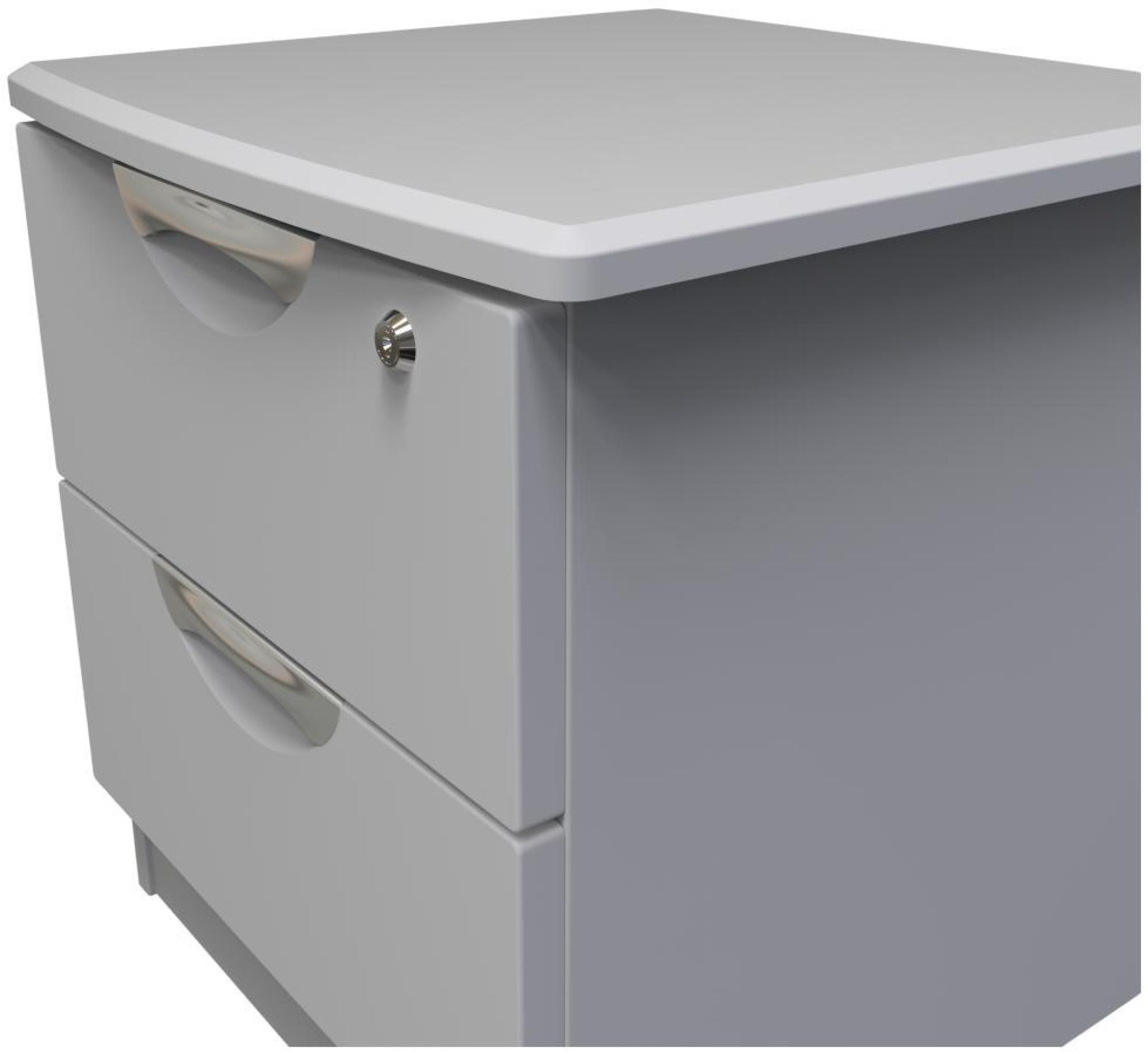 Flora Bedside Cabinet - 2 Drawer with Lock - Grey