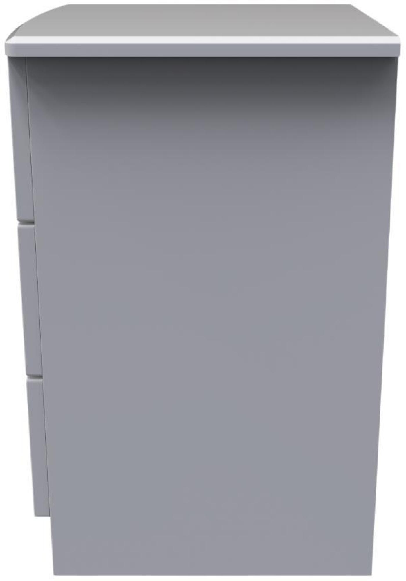 Flora Bedside Cabinet - 3 Drawer with Lock - Grey