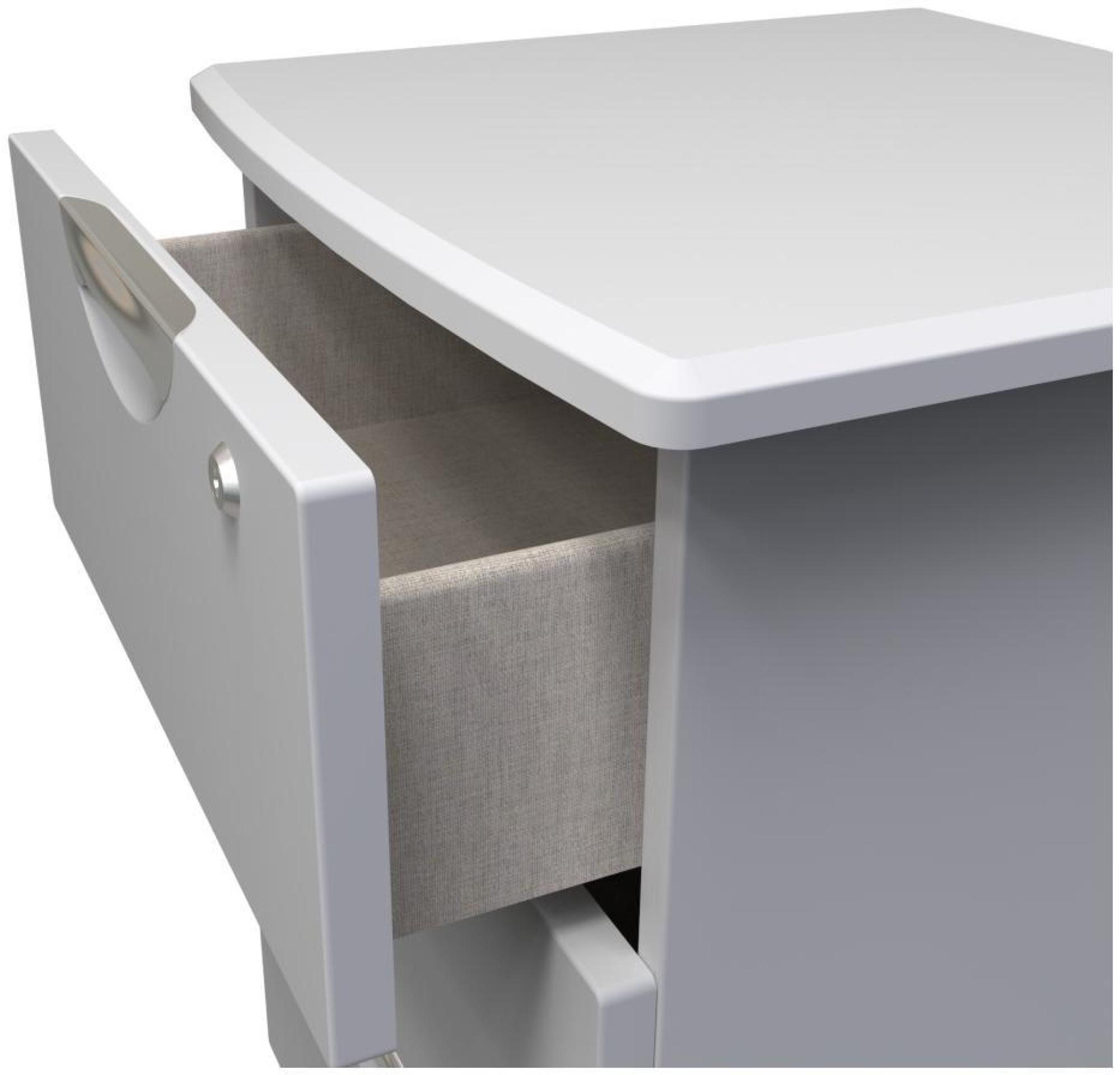 Flora Bedside Cabinet - 3 Drawer with Lock - Grey