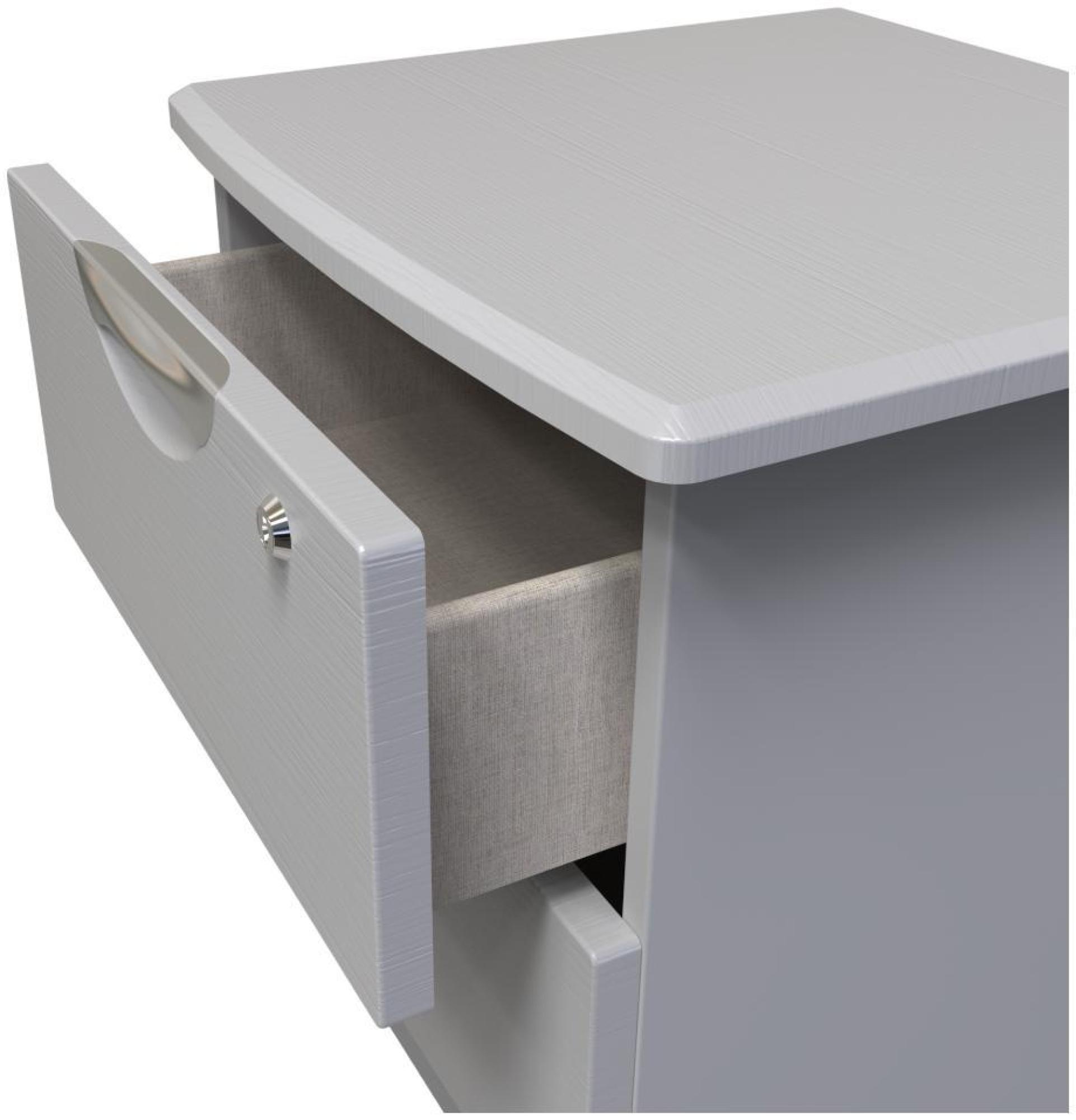 Flora Bedside Cabinet - 2 Drawer with Lock - Grey Ash