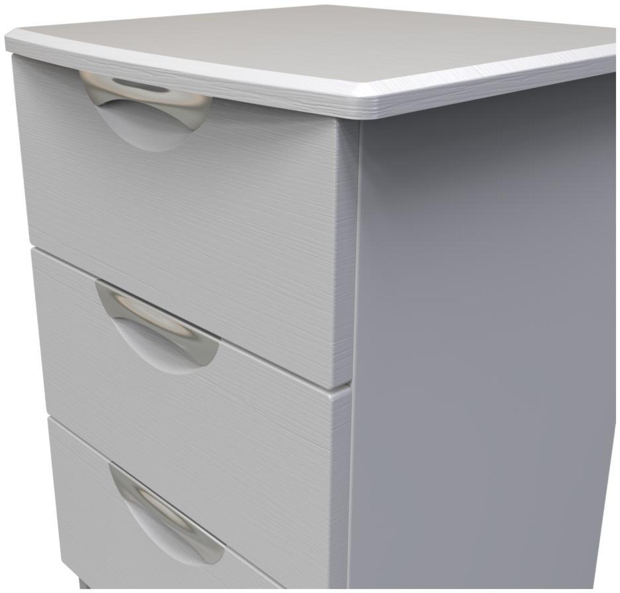 Flora Bedside Cabinet - 3 Drawer - Grey Ash