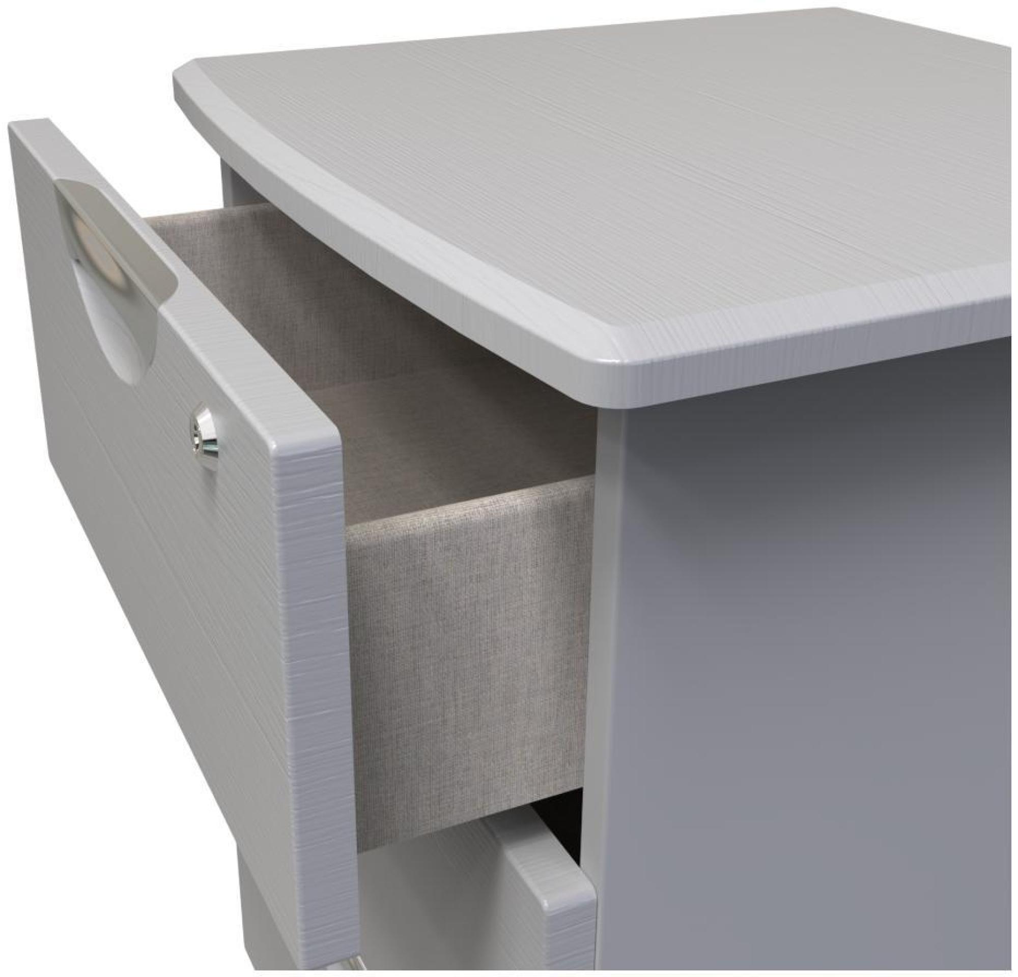 Flora Bedside Cabinet - 3 Drawer with Lock - Grey Ash