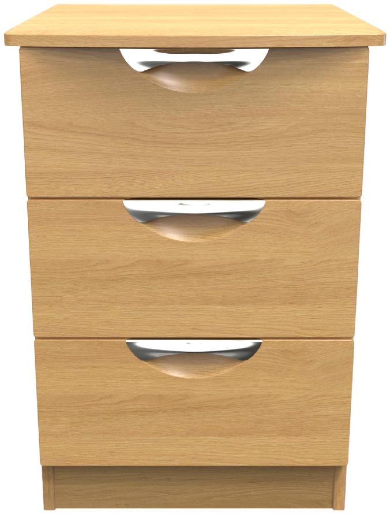 Flora Oak Effect 3 Drawer Bedside Cabinet