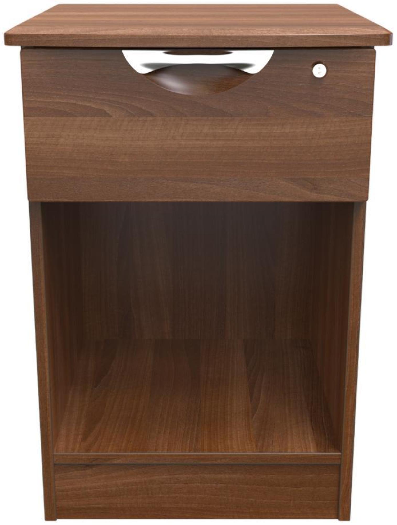 Flora Walnut Effect 1 Drawer Bedside Cabinet with Lock