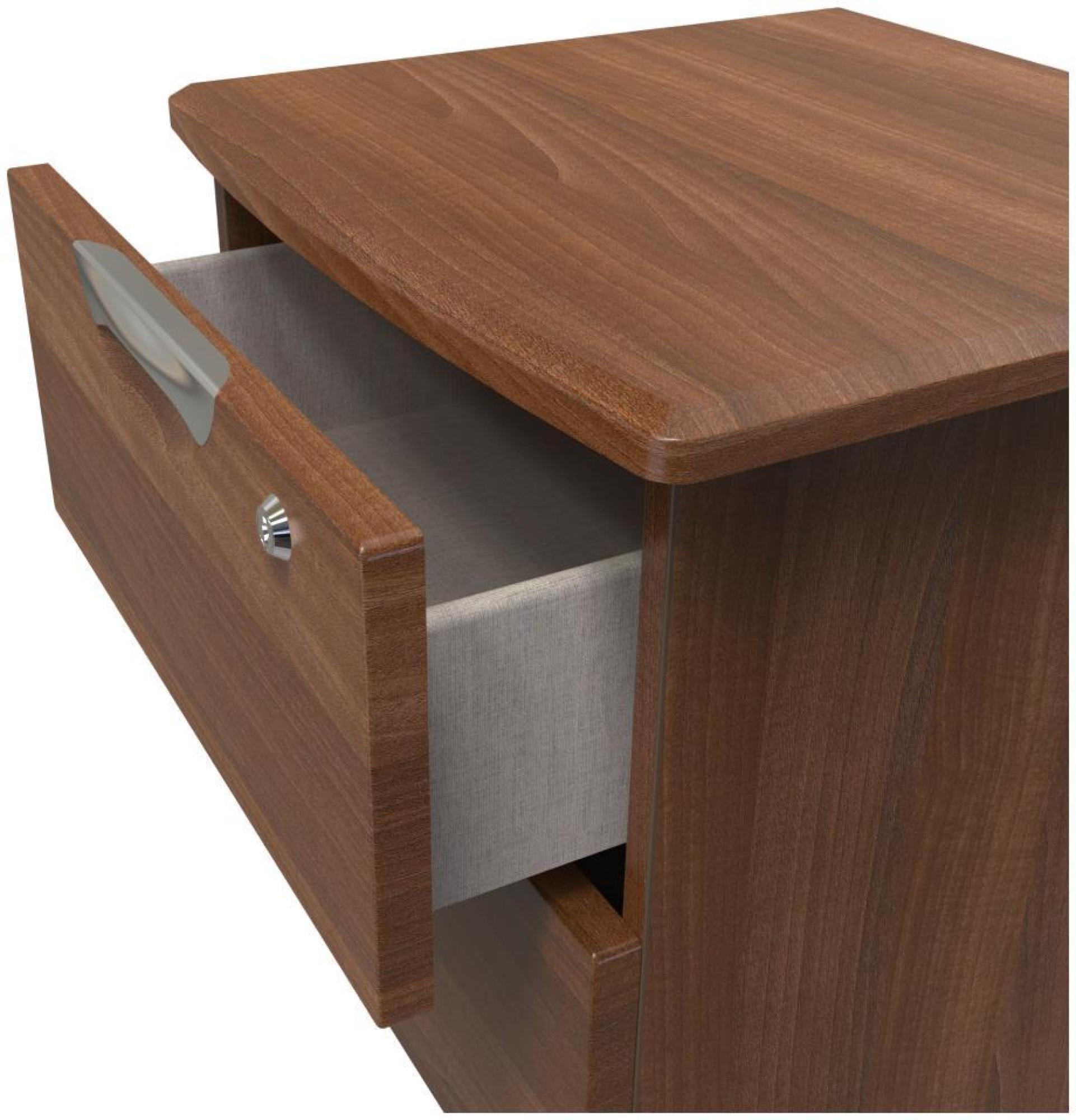 Flora Bedside Cabinet - 2 Drawer with Lock - Walnut