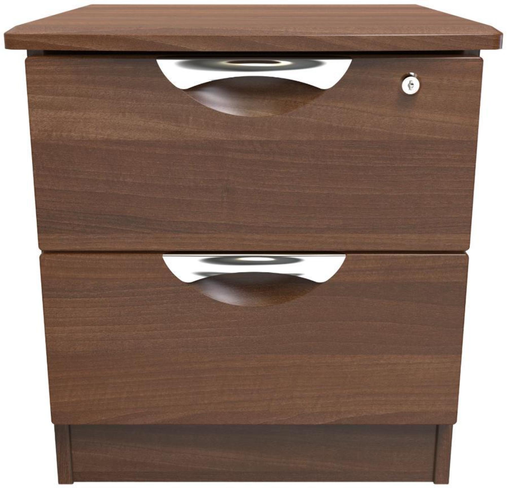 Flora Walnut Effect 2 Drawer Bedside Cabinet with Lock