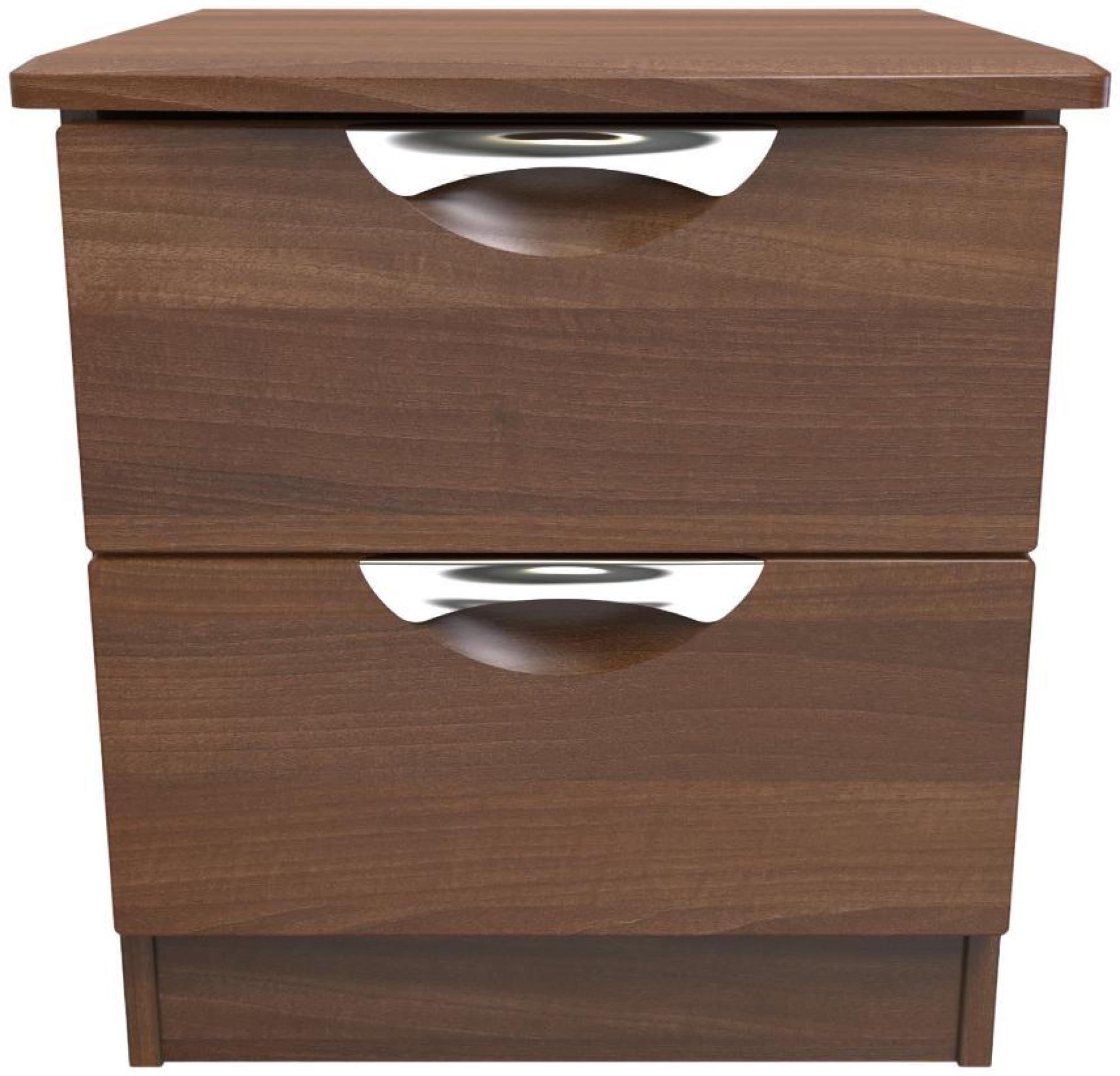 Flora Walnut Effect 2 Drawer Bedside Cabinet