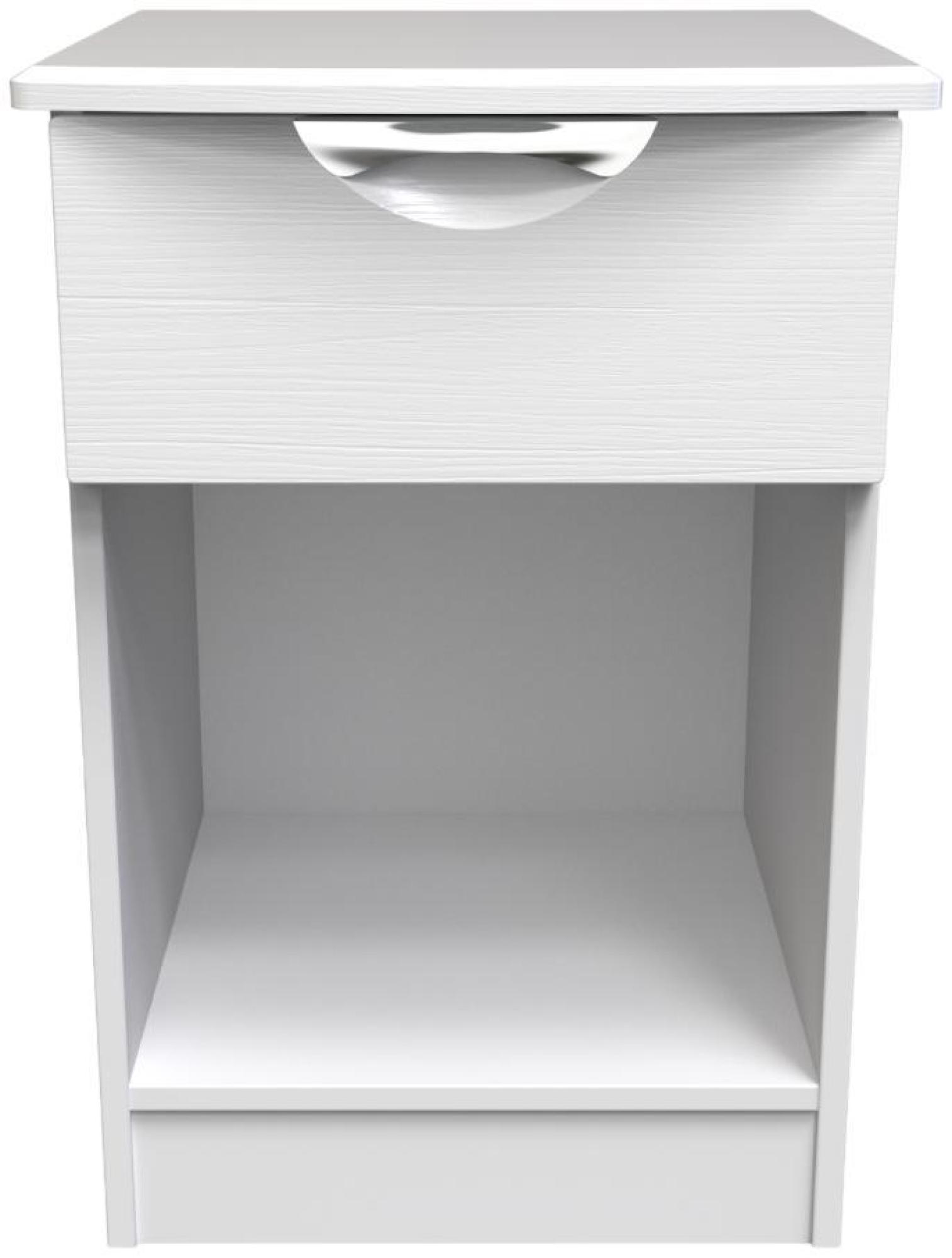 Flora White 1 Drawer Bedside Cabinet