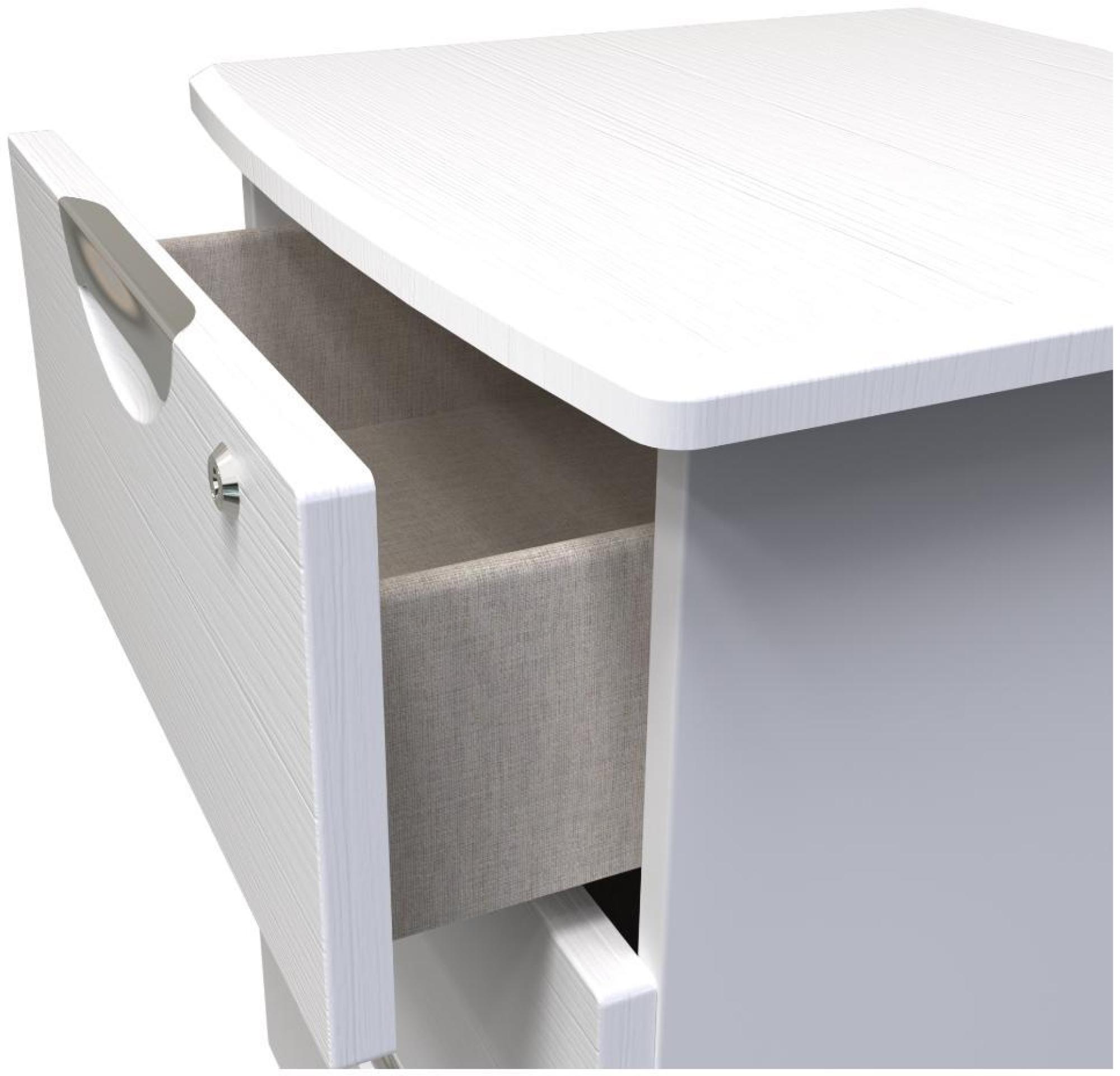 Flora Bedside Cabinet - 3 Drawer with Lock - White