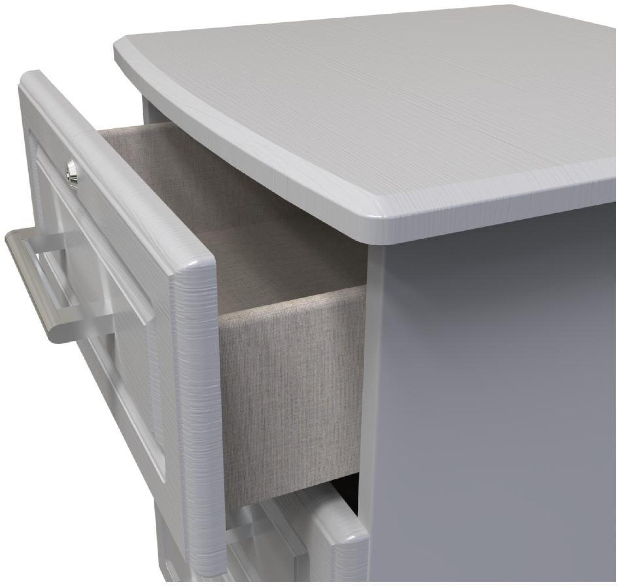 Gina Bedside Cabinet - 3 Drawer with Lock - Grey Ash