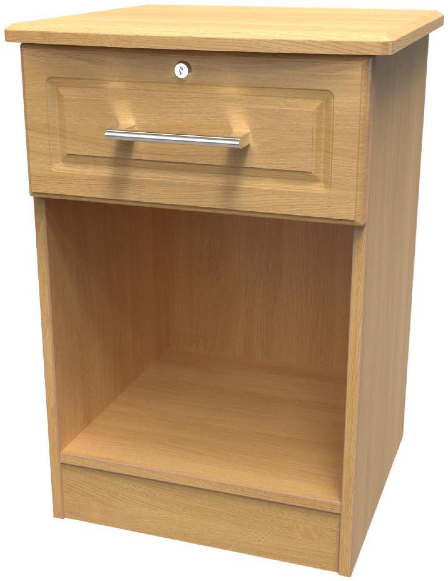 Gina Bedside Cabinet - 1 Drawer with Lock - Oak