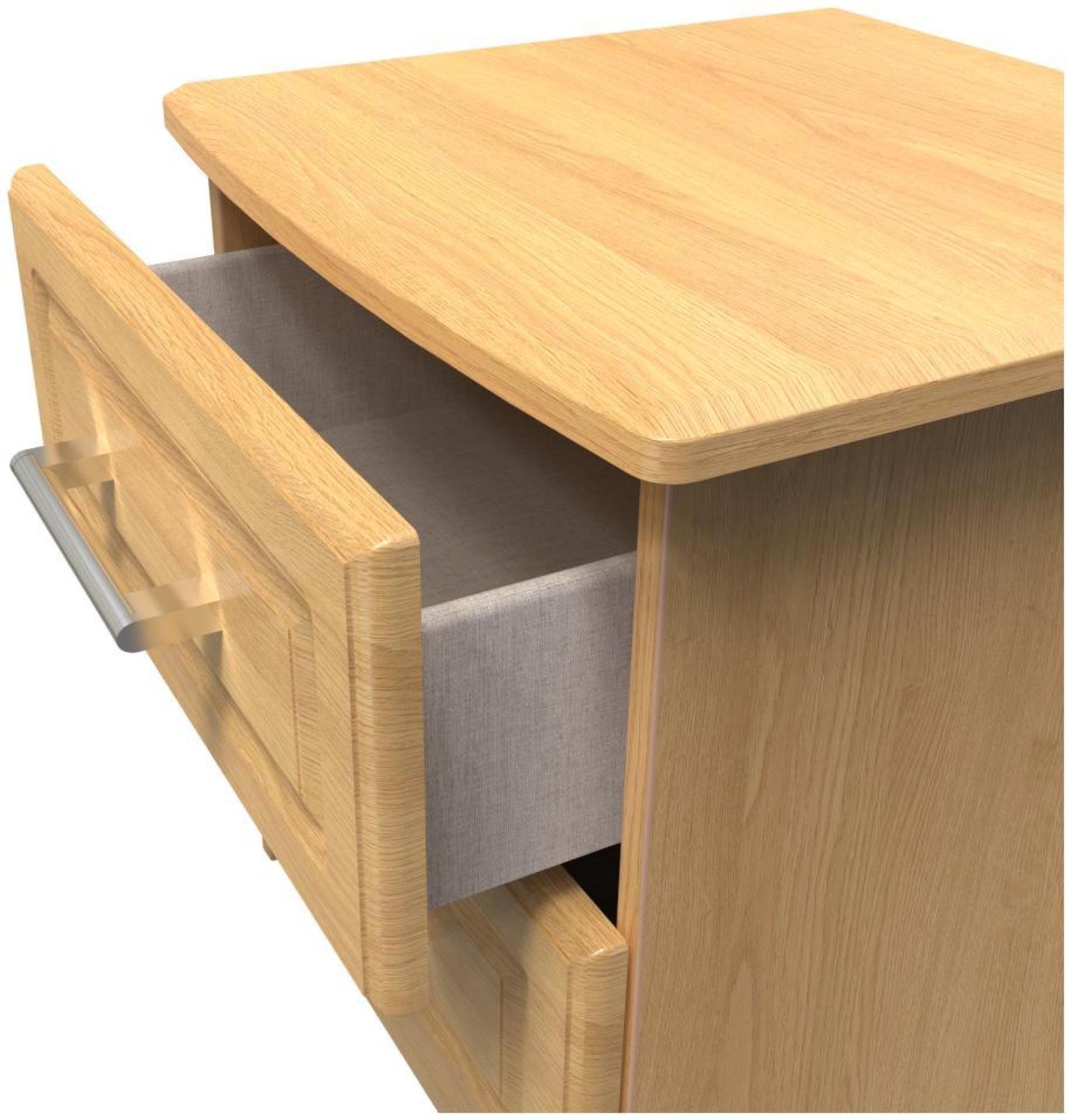 Gina Bedside Cabinet - 2 Drawer - Oak