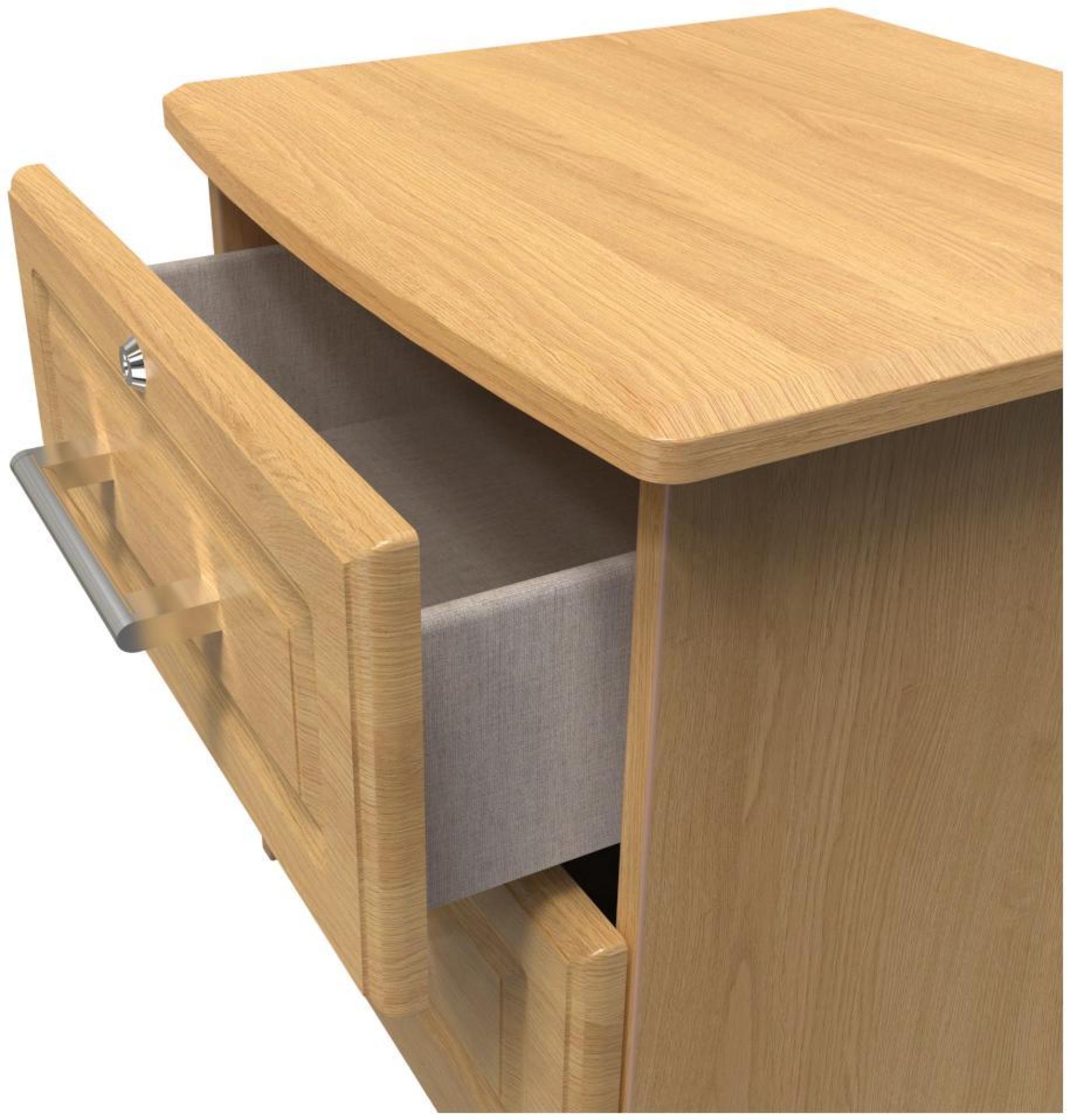 Gina Bedside Cabinet - 2 Drawer with Lock - Oak