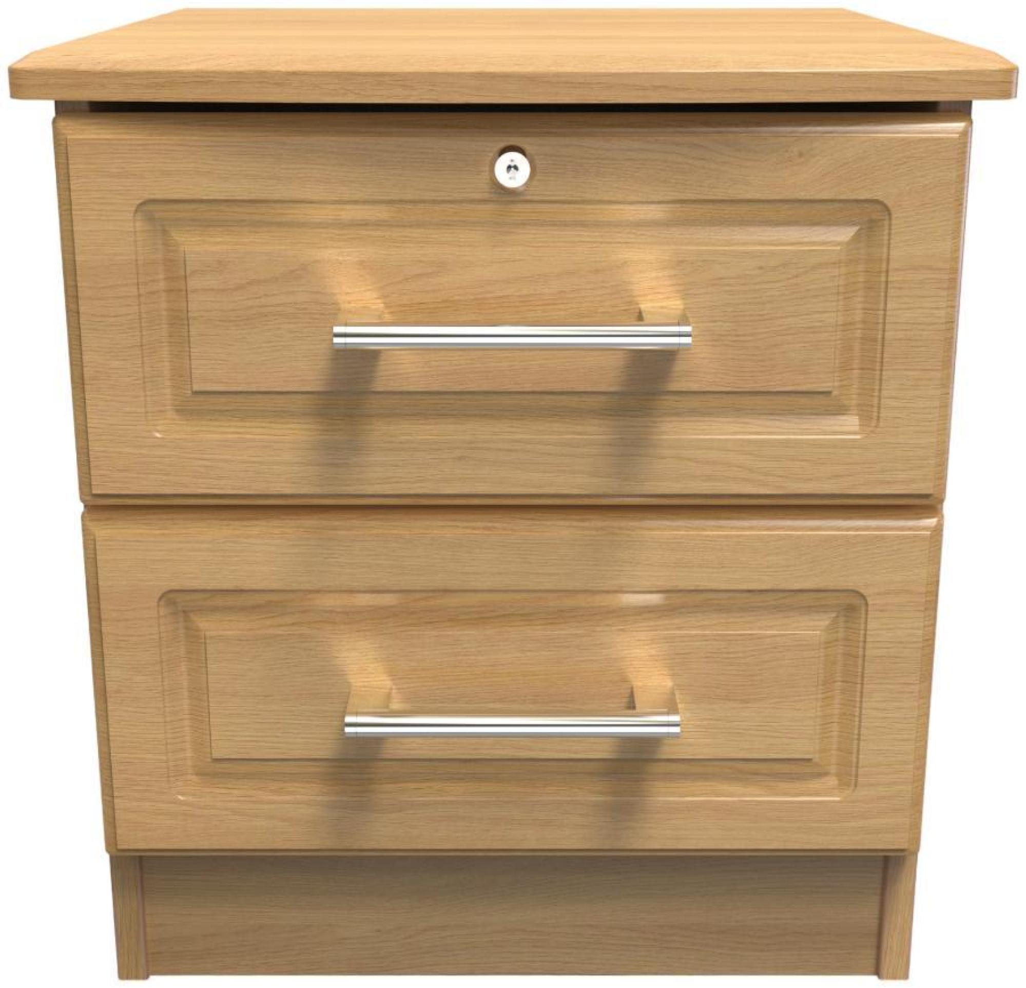 Gina Oak Effect 2 Drawer Bedside Cabinet with Lock